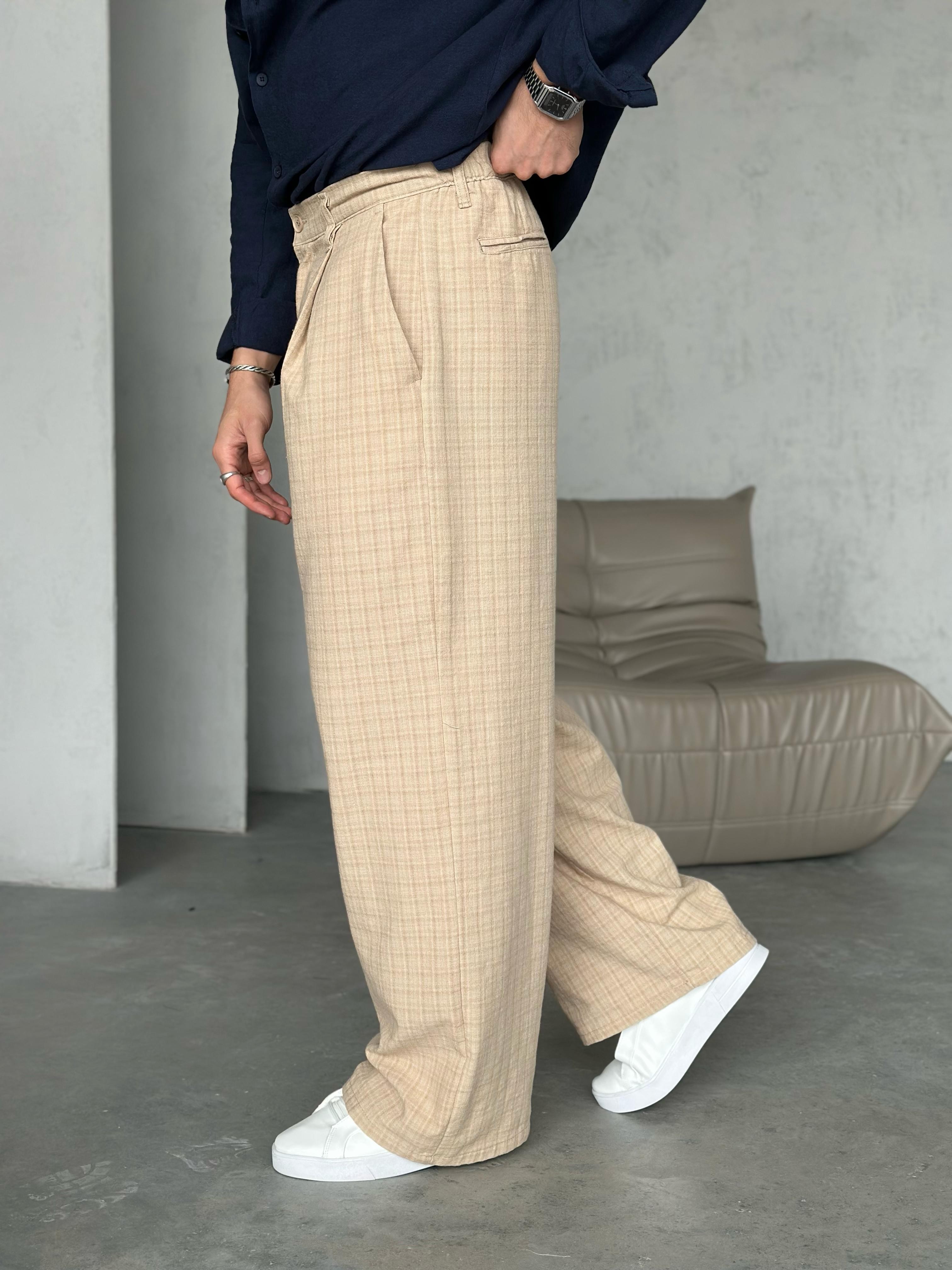 Old Money Baggy Kumaş Pantolon Bej
