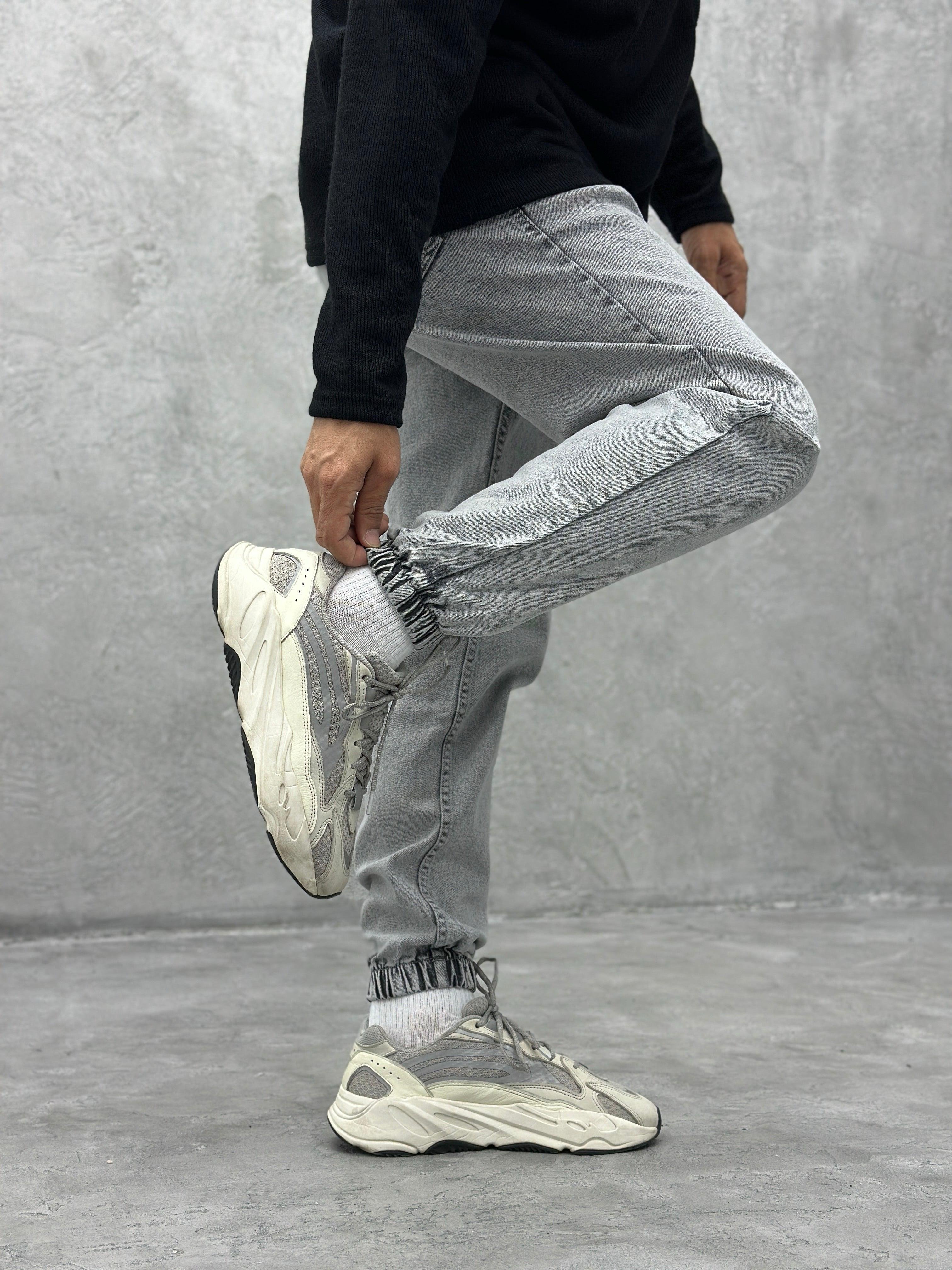 P365 Gri Lastik Paça Pantolon