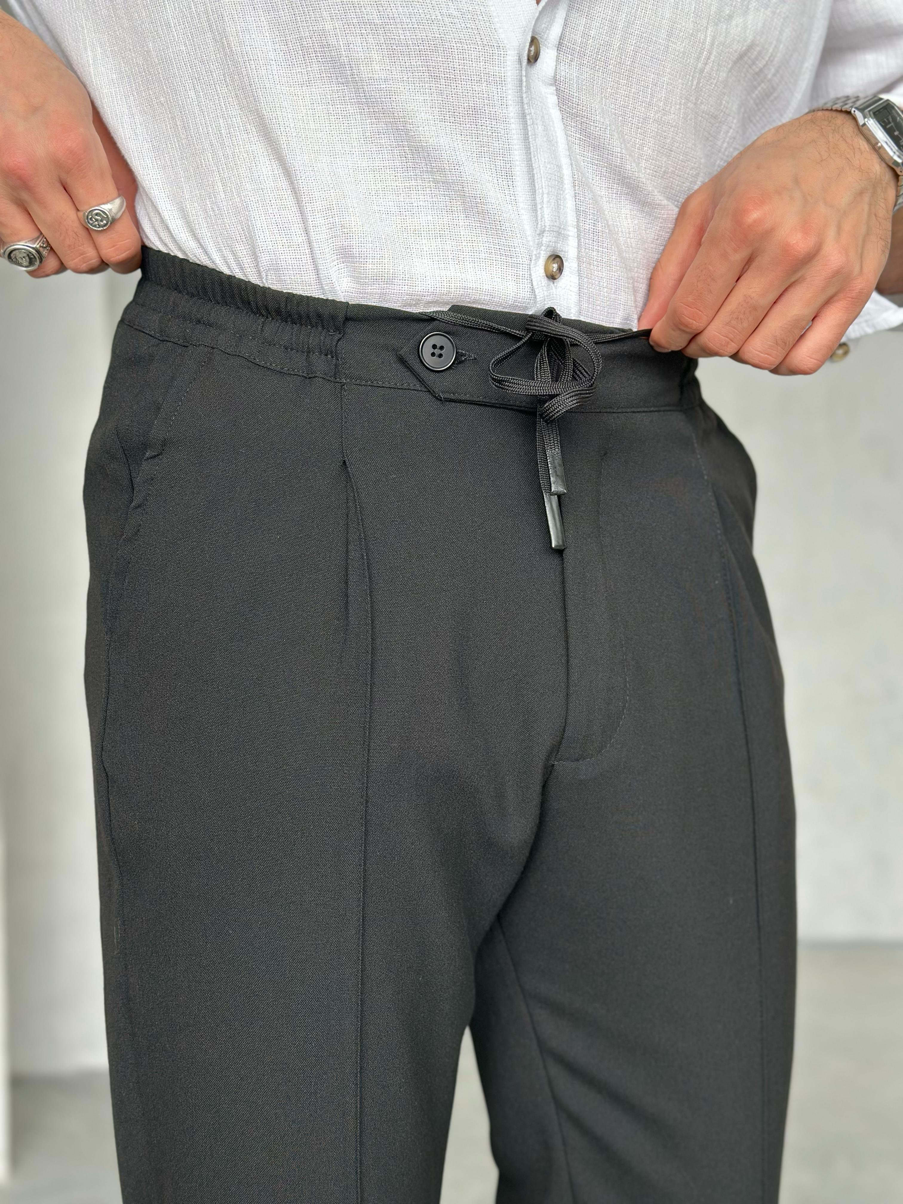 KM50311 jogger pantolon ip,düğme detaylı Siyah - W