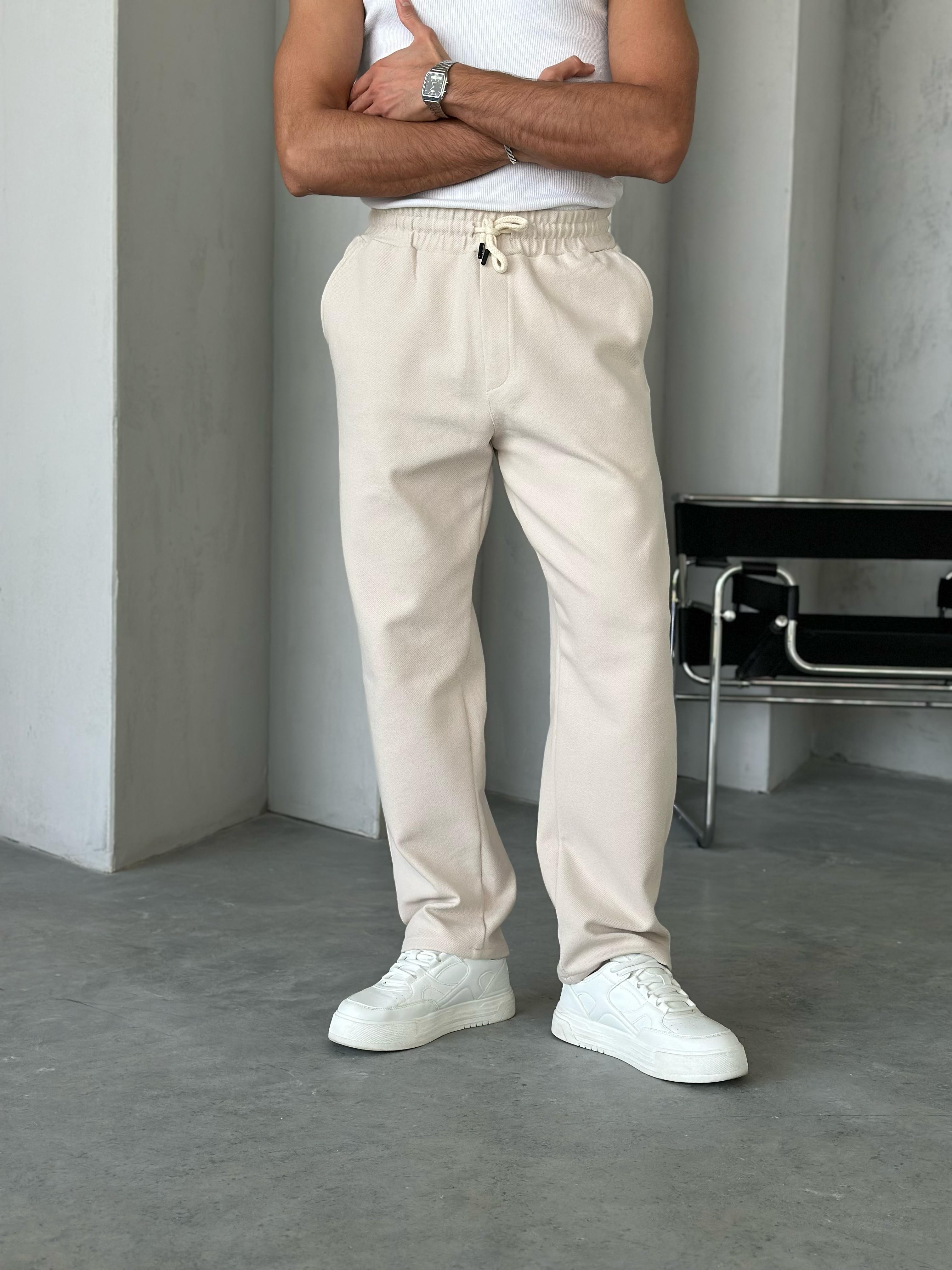 Krem Rahat Kalıp Gabardin Pantolon - G