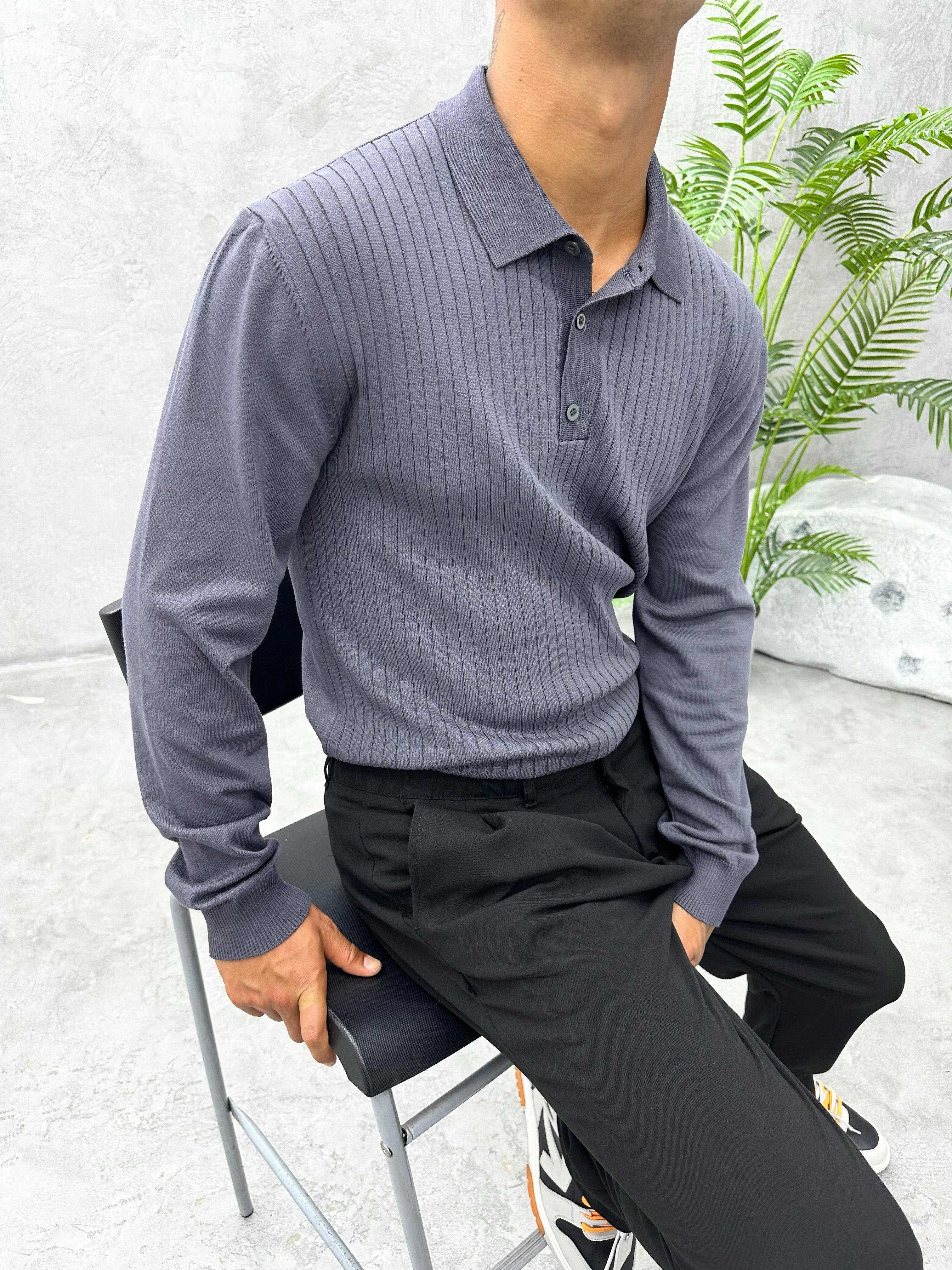 TR1045 POLO YAKA ÇİZGİLİ TRİKO
