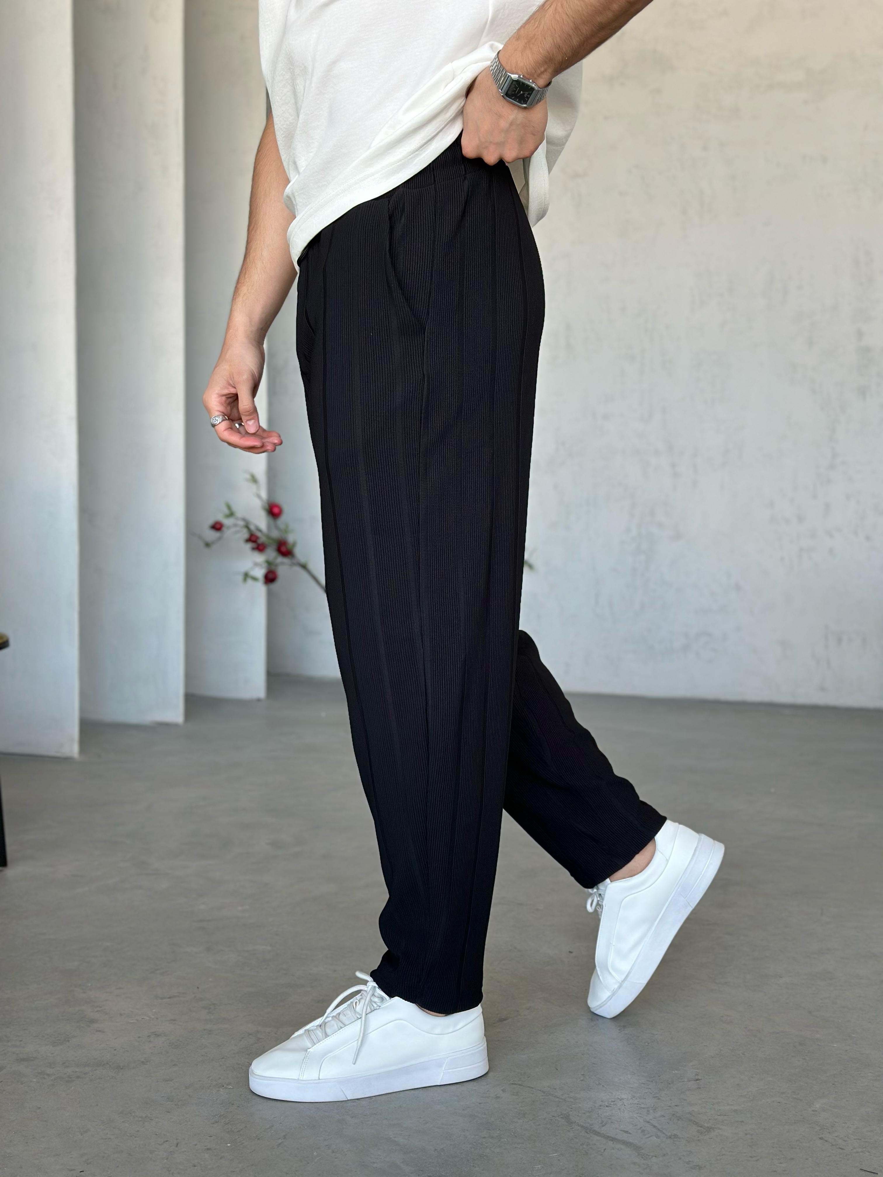 KM3601 Havuç Kesim Fitilli Jogger Siyah