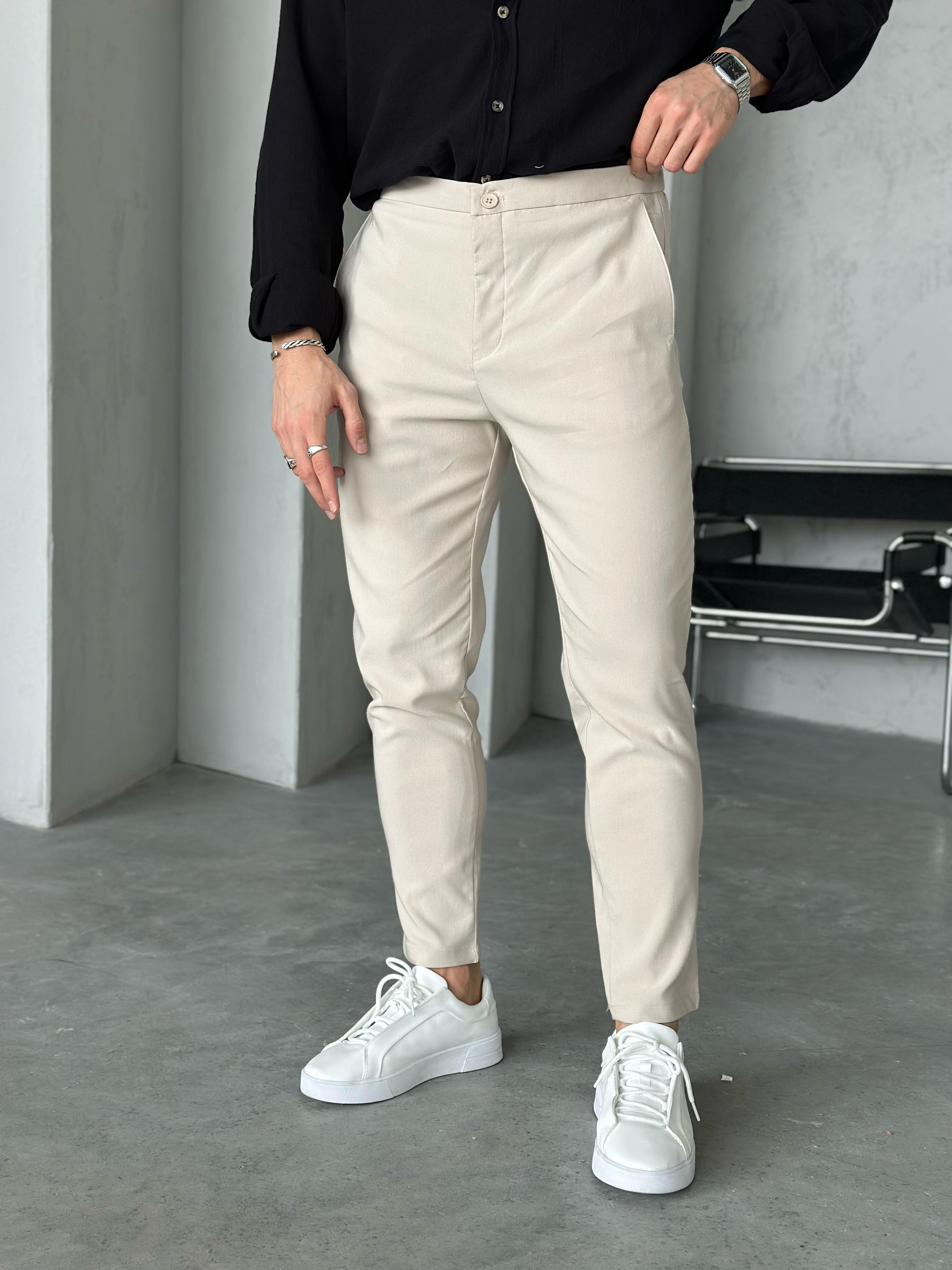 KM50323 jogger kumaş pantolon KREM - W