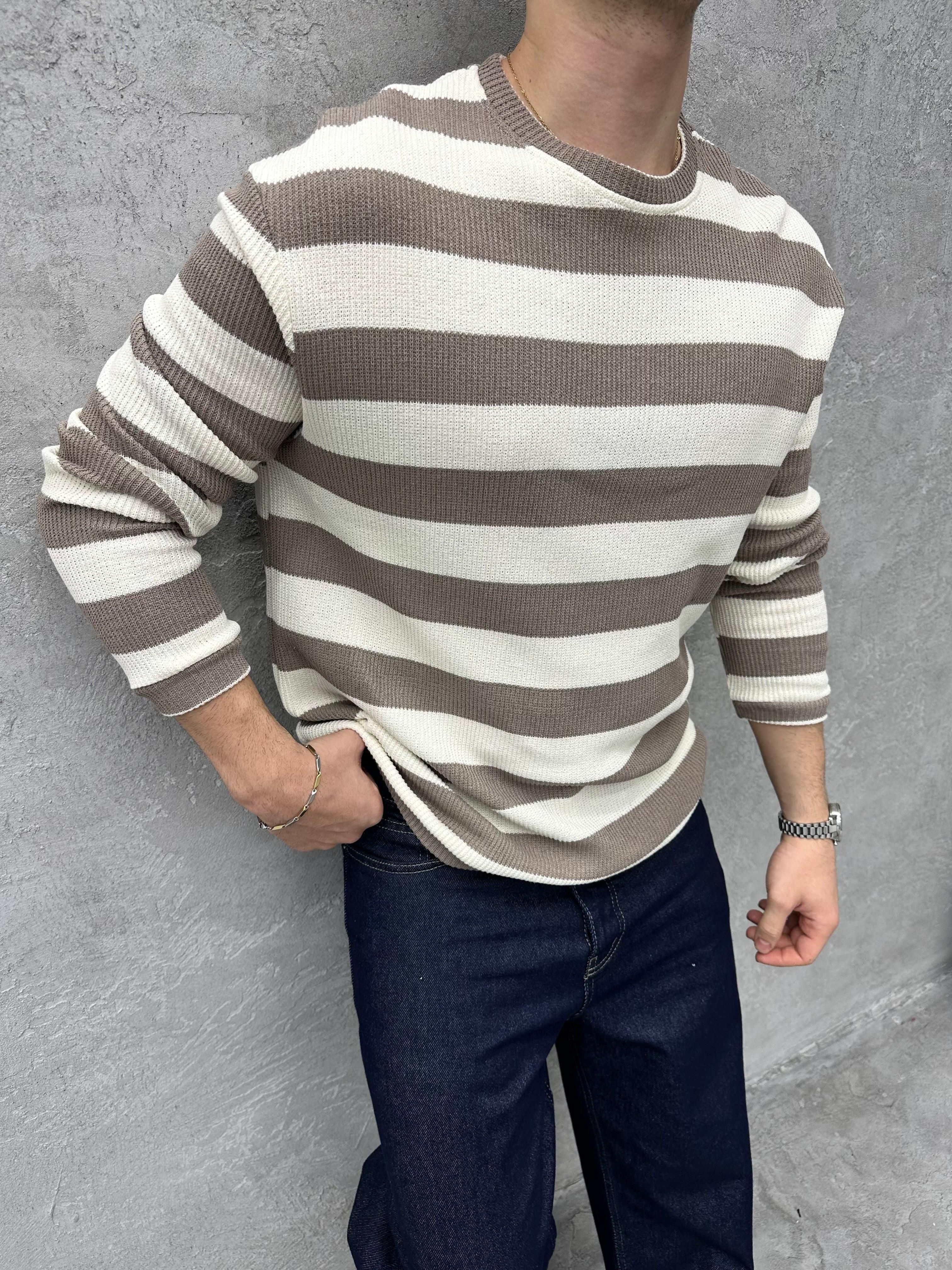 TR1030 OVERSİZE ÇİZGİLİ TRİKO