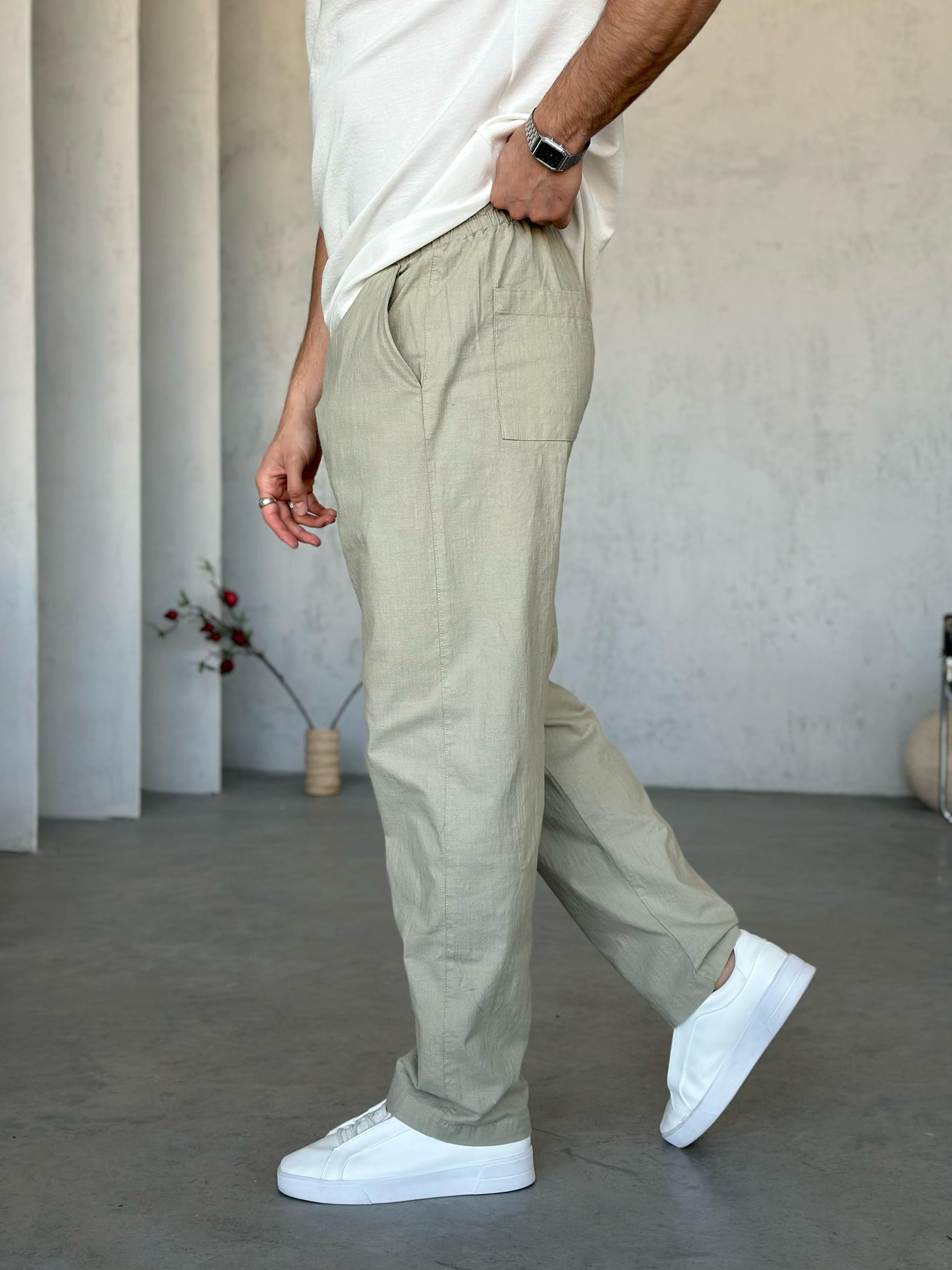 KM3703 Keten pantolon Mint Yeşili-M