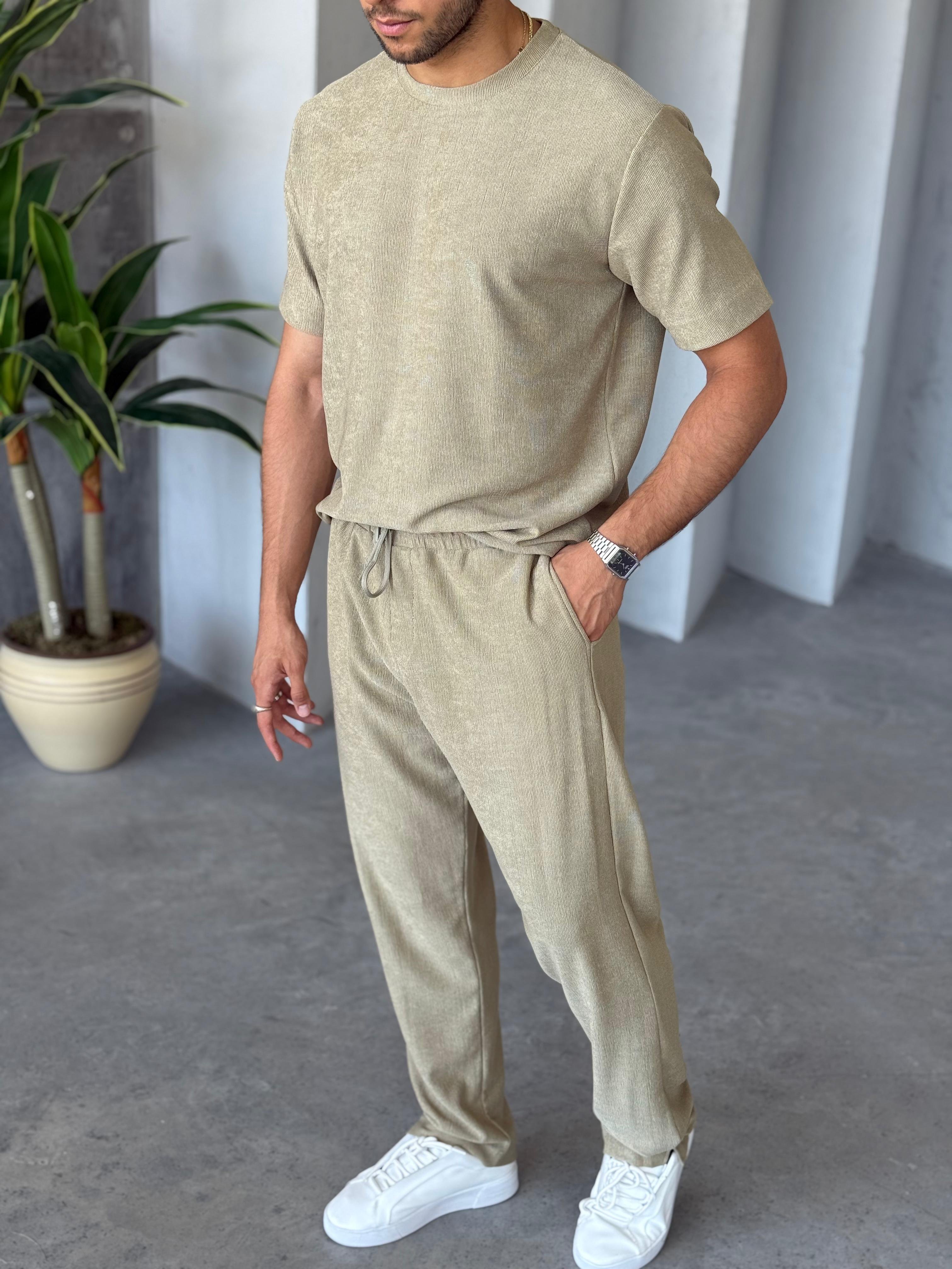 TK3379 Fitilli Ottoman Takım Bej