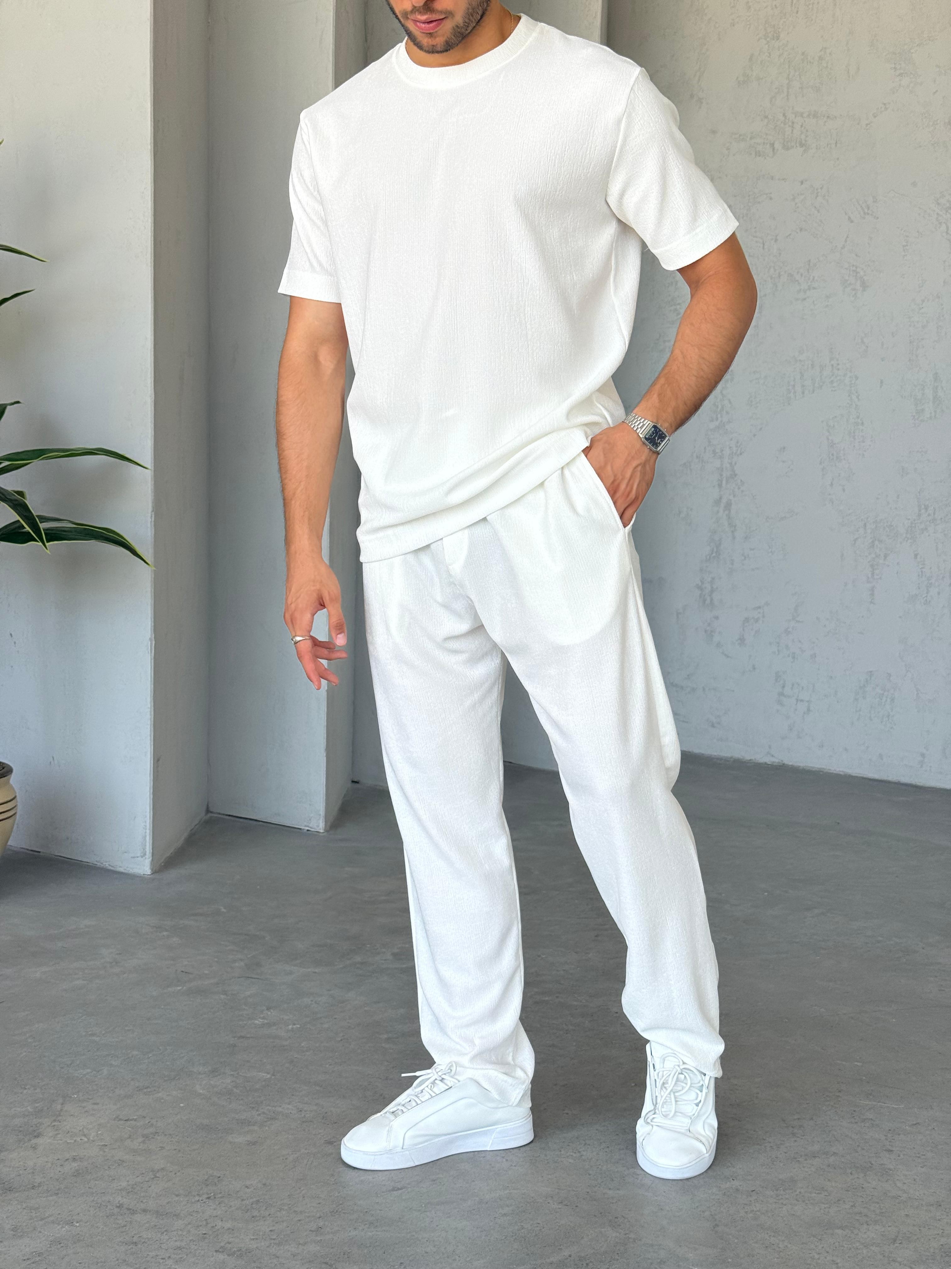 TK3380 Fitilli Ottoman Takım Beyaz