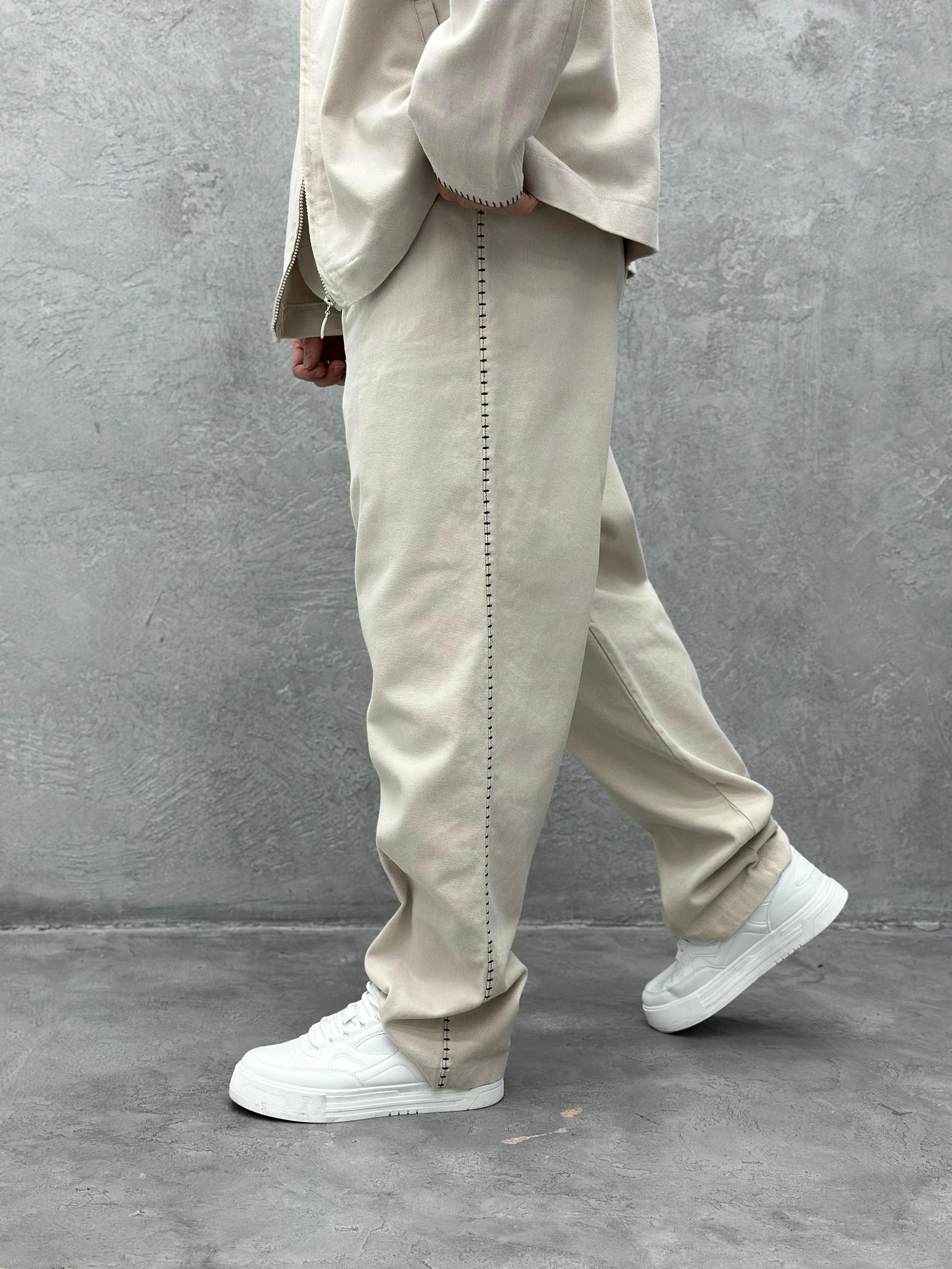 TK103 Oversize Gabardin Kumaş Takim Krem