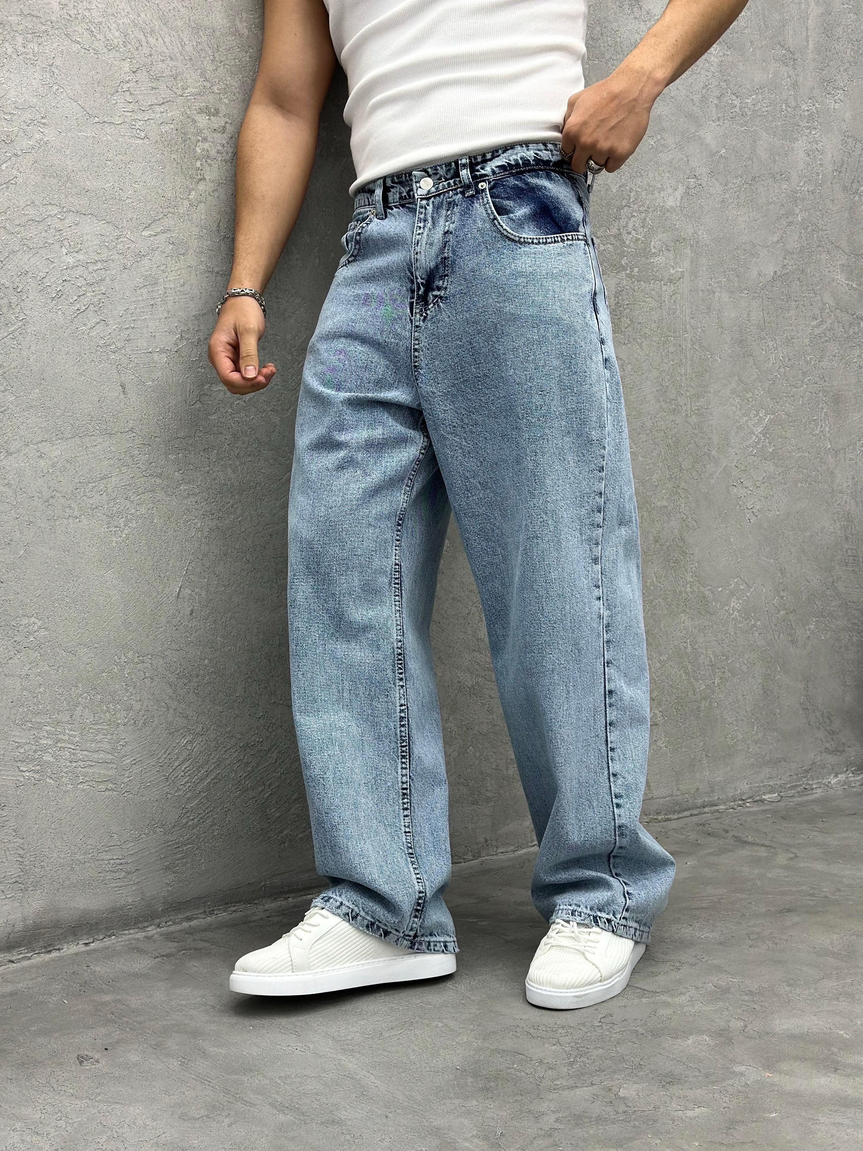 P430 MAVİ Ekstra Bol Baggy Pantolon