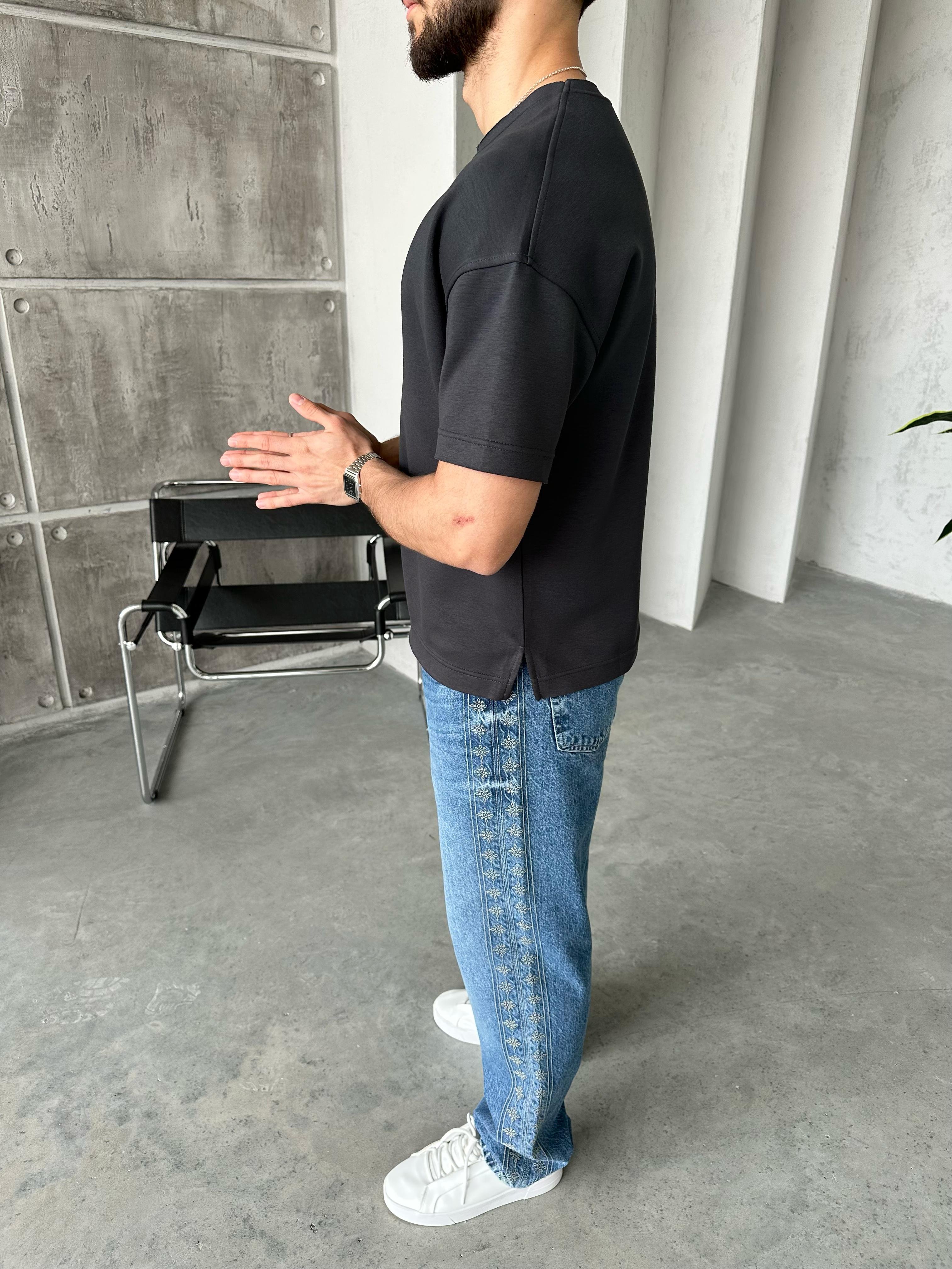 T111 Modal Kumaş Oversize T-shirt Antrasit