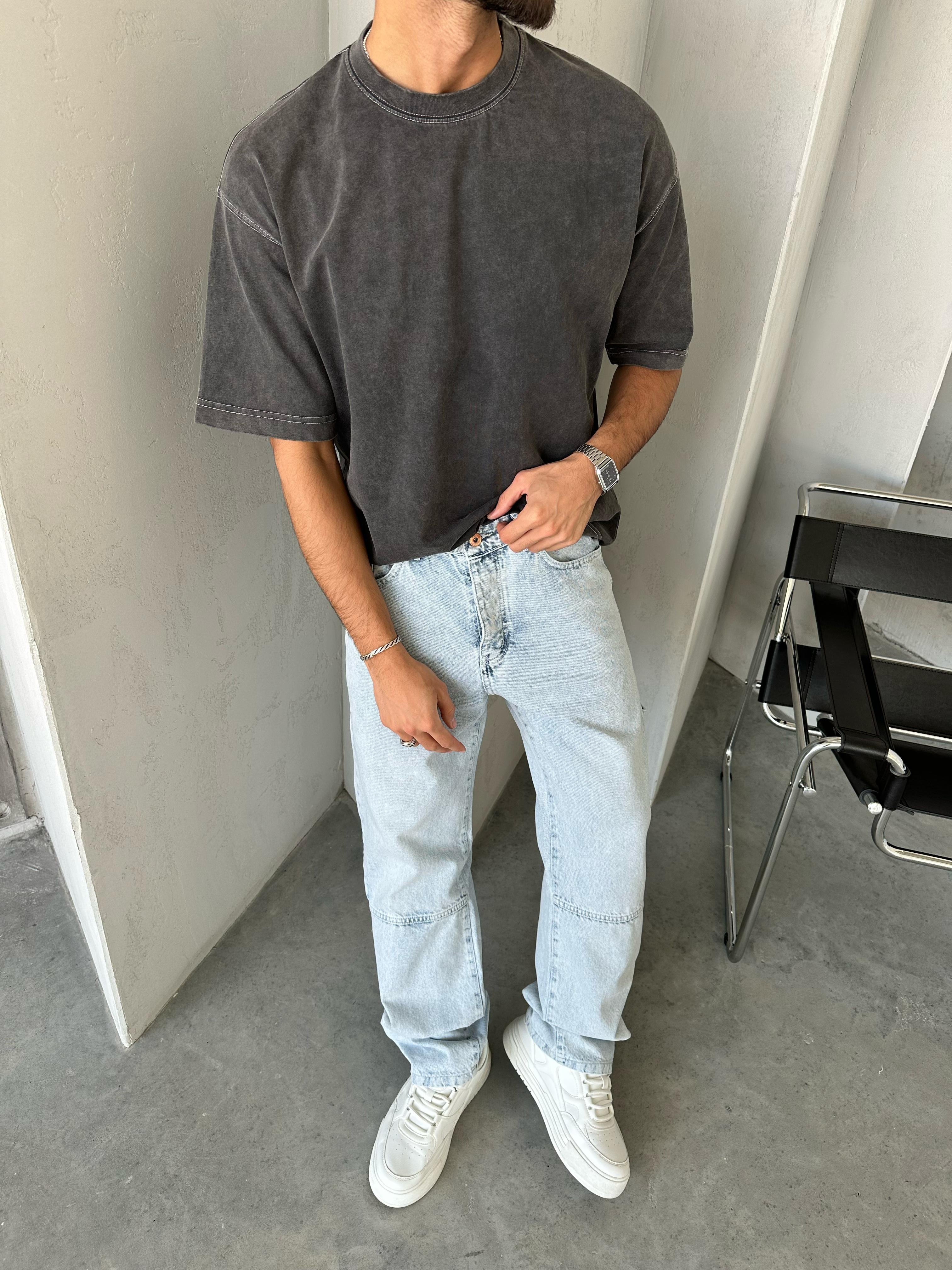T101 Yıkamalı oversize 2 iplik t-shirt