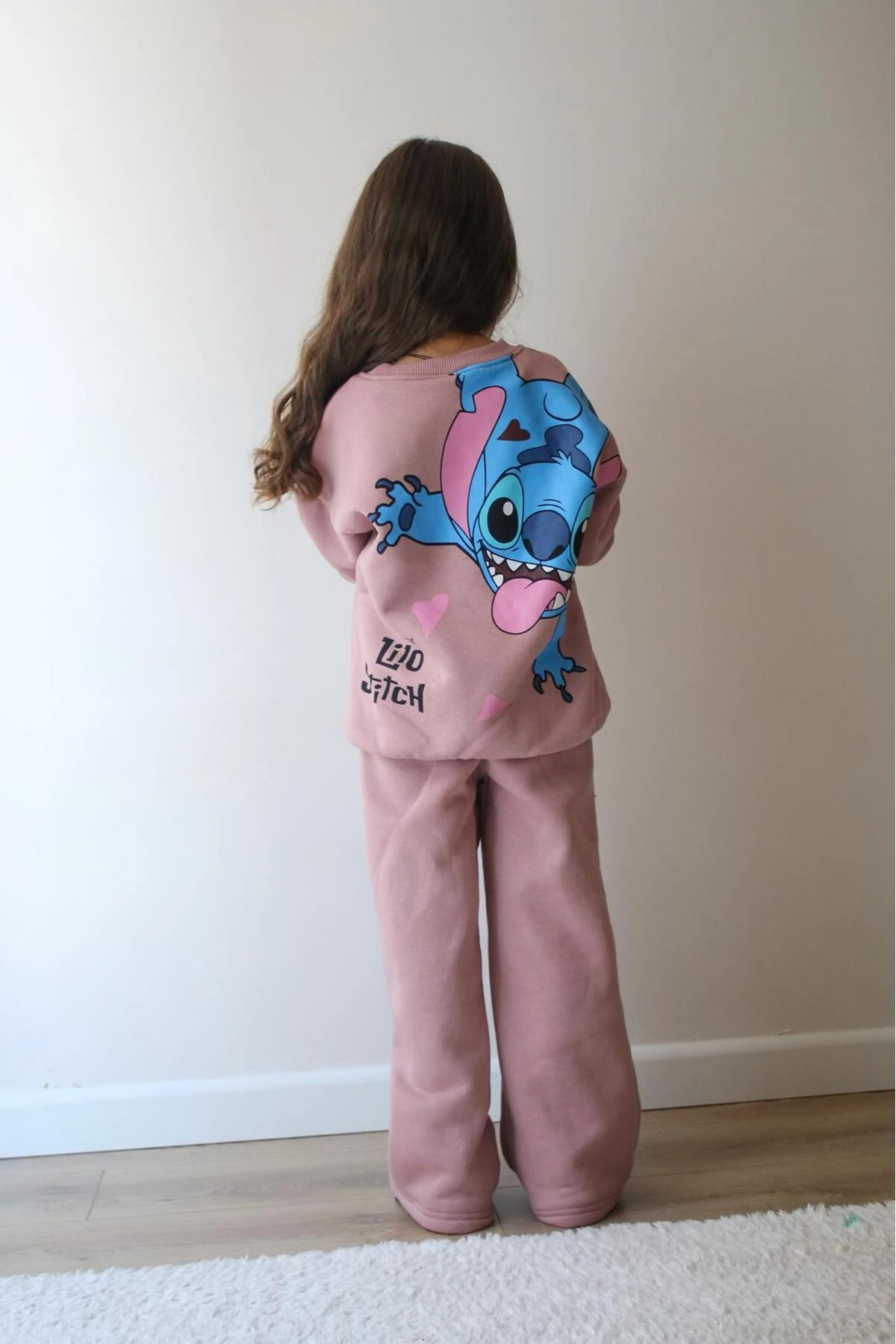 Kız Çocuk Stitch Desenli Eşofman Takımı Alt Üst Takım