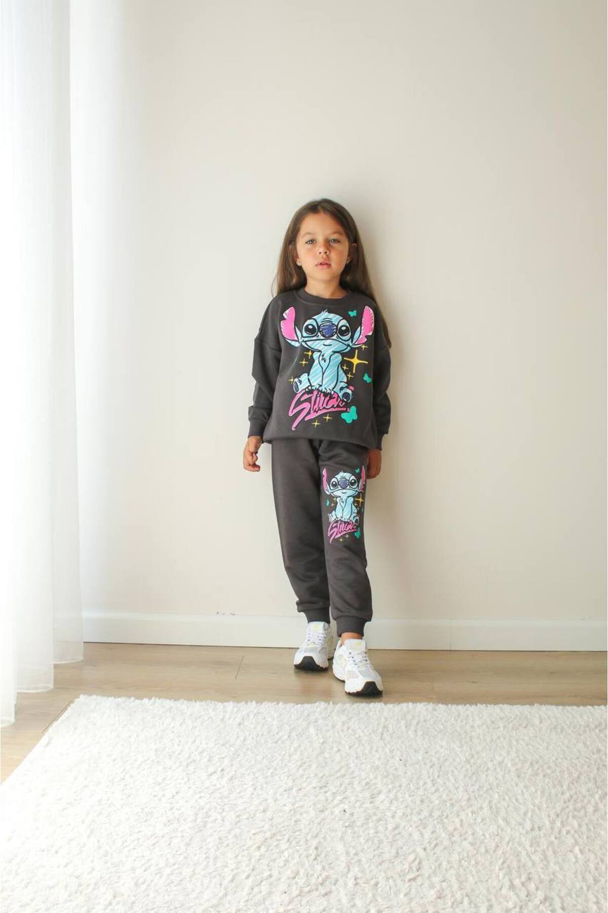 Kız Çocuk Stitch Desenli Eşofman Takımı Alt Üst Takım
