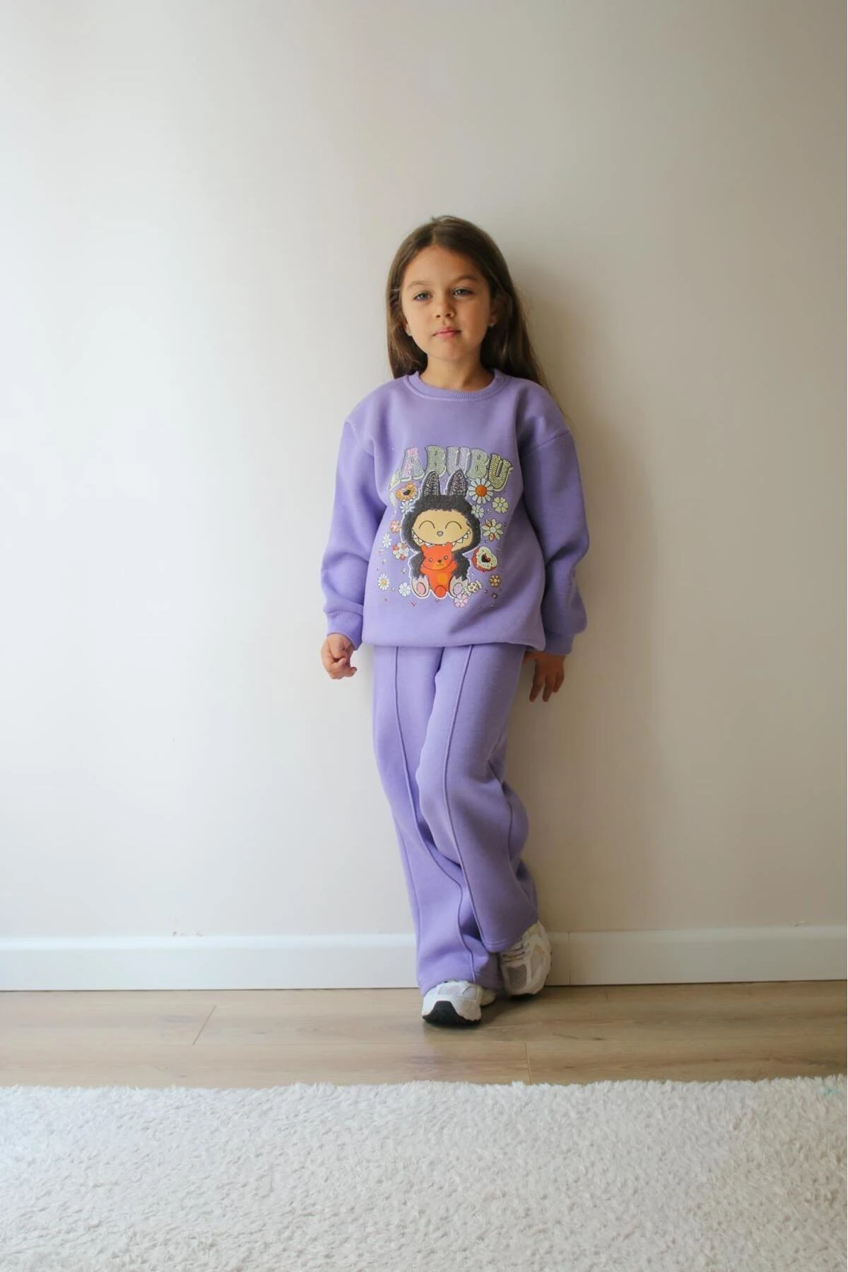 Kız Çocuk Mor Labubu Desenli Eşofman Takımı Alt Üst Takım