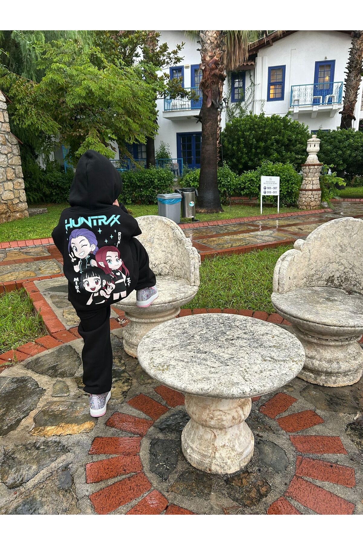 Çocuk K-Pop Demon Hunters Hunterix Zoey Rumi Mira Baskılı Oversize Unisex Eşofman Takımı