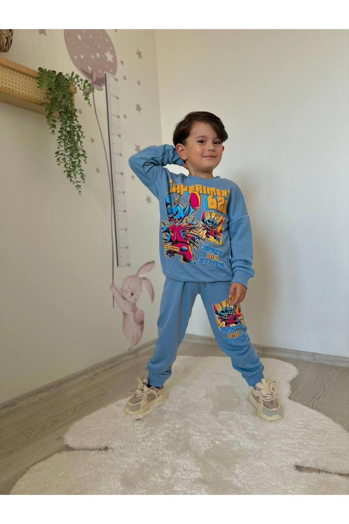 Erkek Çocuk Stitch Desenli Eşofman Takımı Alt Üst Takım