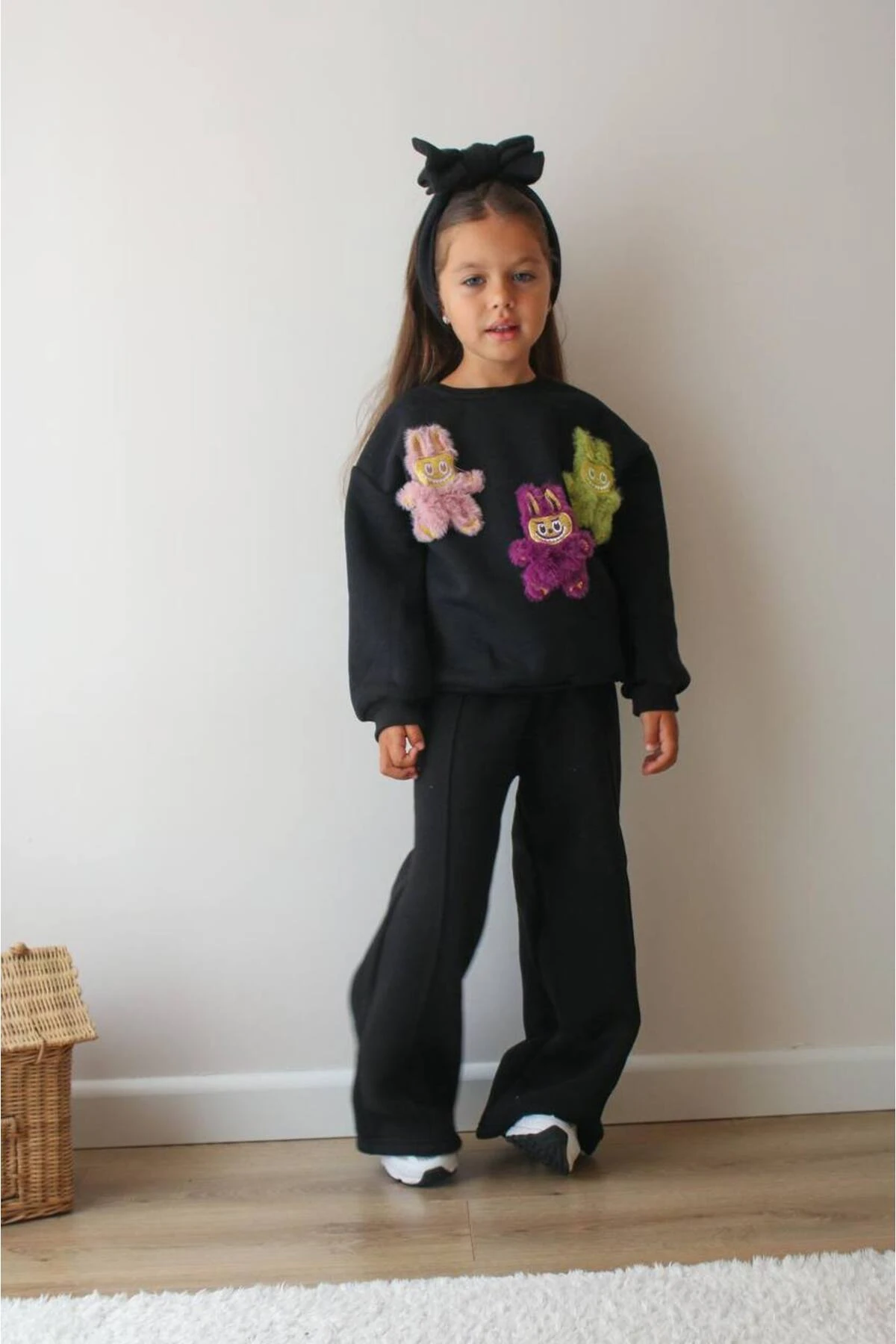 Kız Çocuk Labubu Desenli Eşofman Takımı Alt Üst Takım