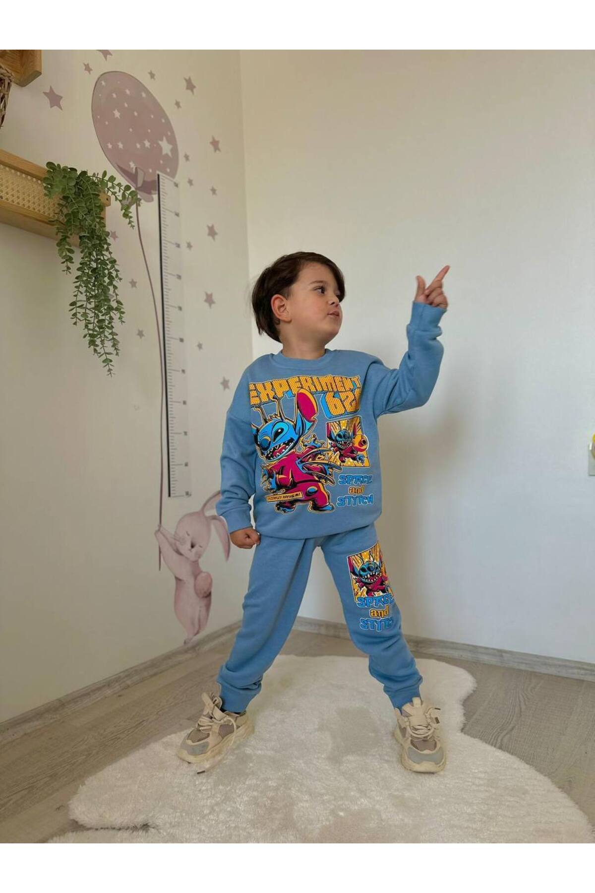 Erkek Çocuk Stitch Desenli Eşofman Takımı Alt Üst Takım
