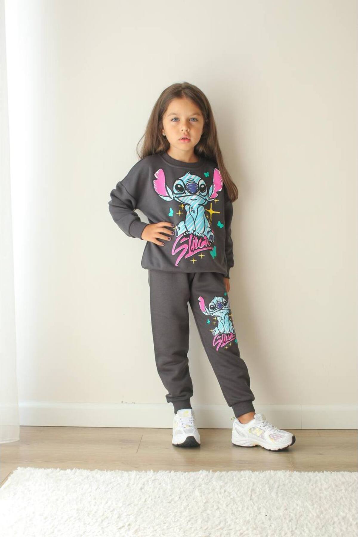 Kız Çocuk Stitch Desenli Eşofman Takımı Alt Üst Takım