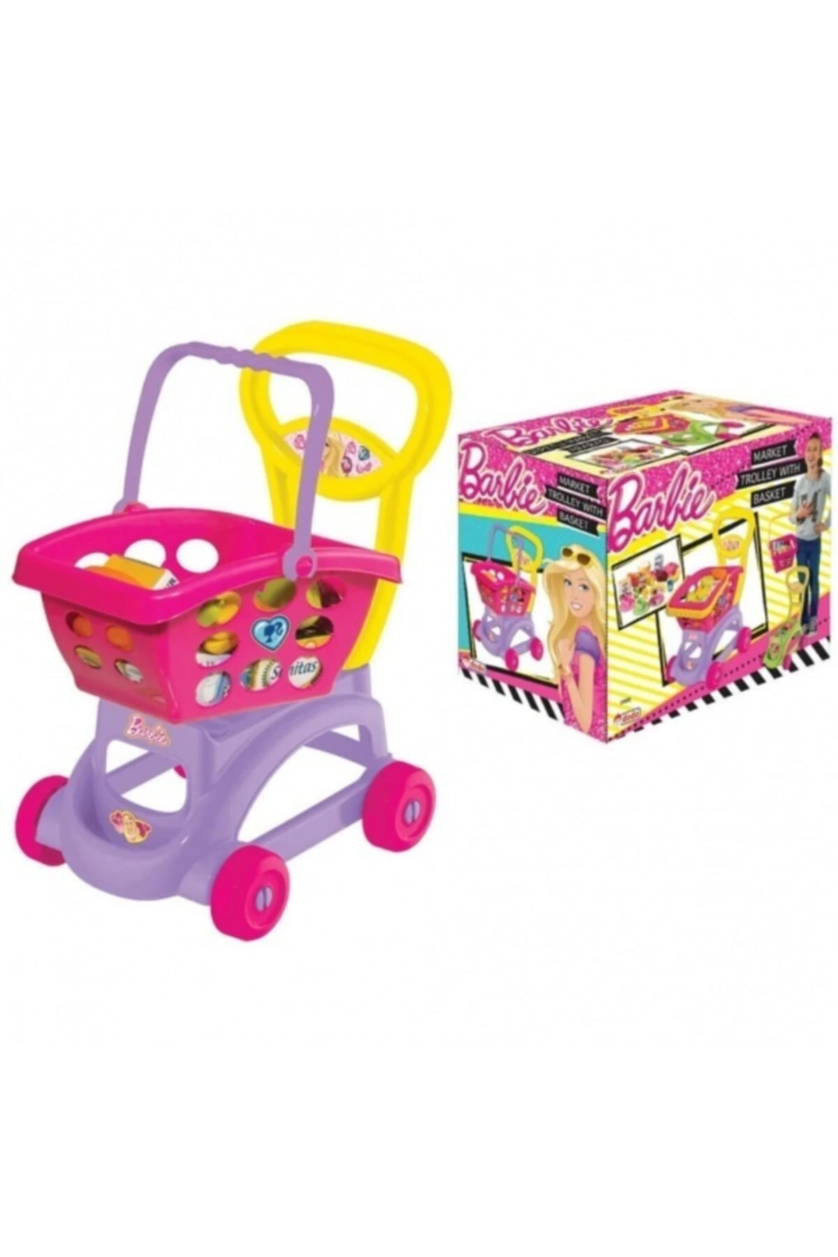 Barbie Kız Çocuk Oyuncak Market Arabası Aksesuarlı Kız Evcilik Oyun Seti Oyuncak Depomiks