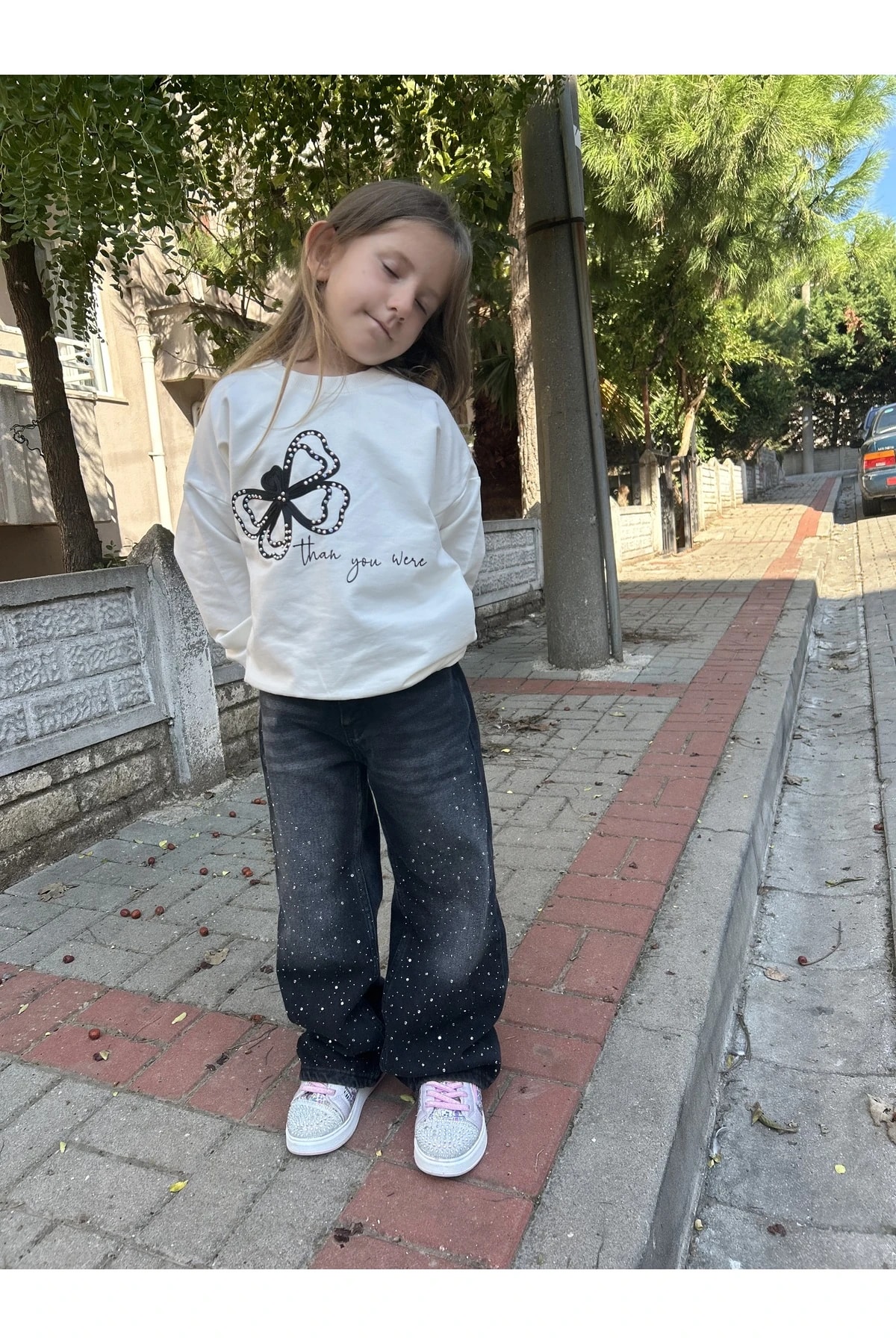 Kız Çocuk Kot Pantolonlu Takım Alt Üst Takım