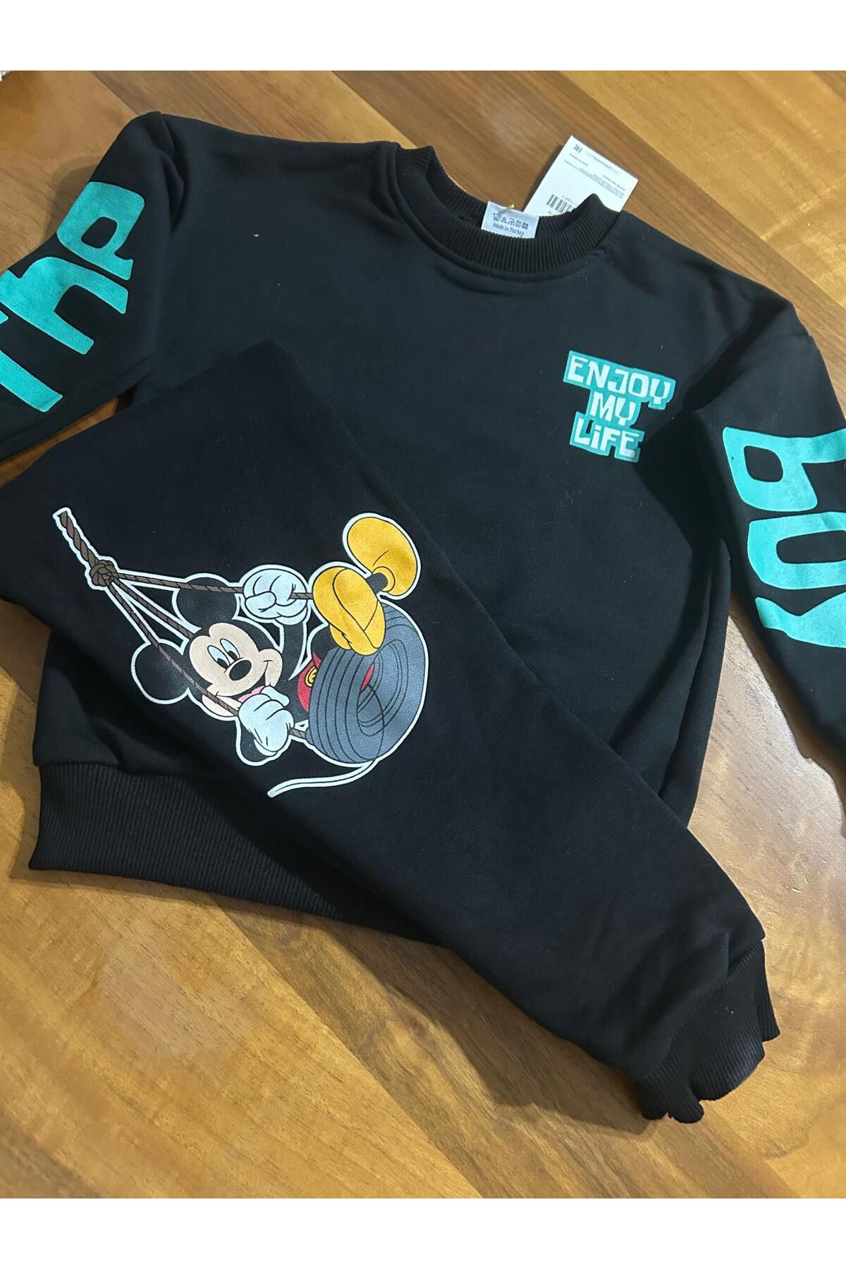 Mickey Mouse Desenli Siyah Erkek Çocuk Eşofman Takımı Alt Üst Takım