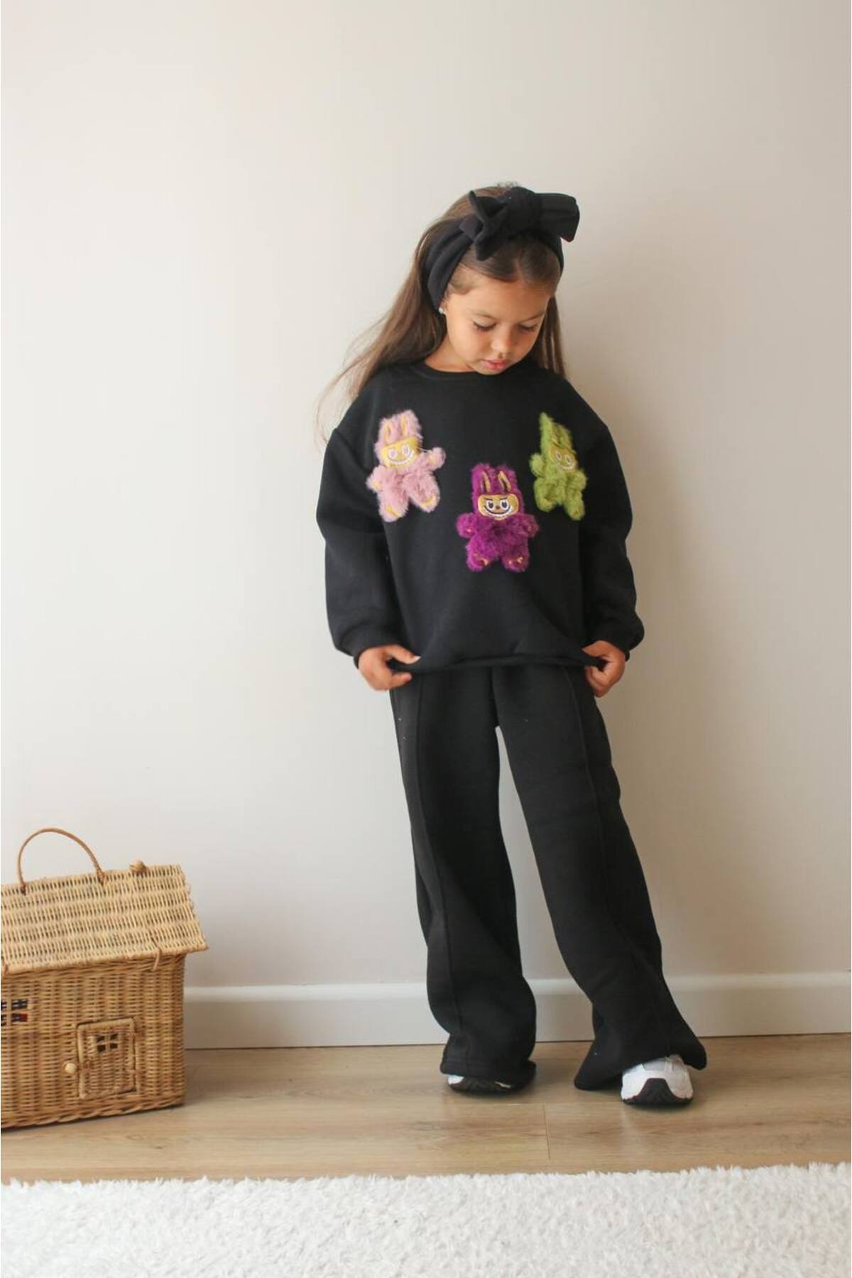 Kız Çocuk Labubu Desenli Eşofman Takımı Alt Üst Takım