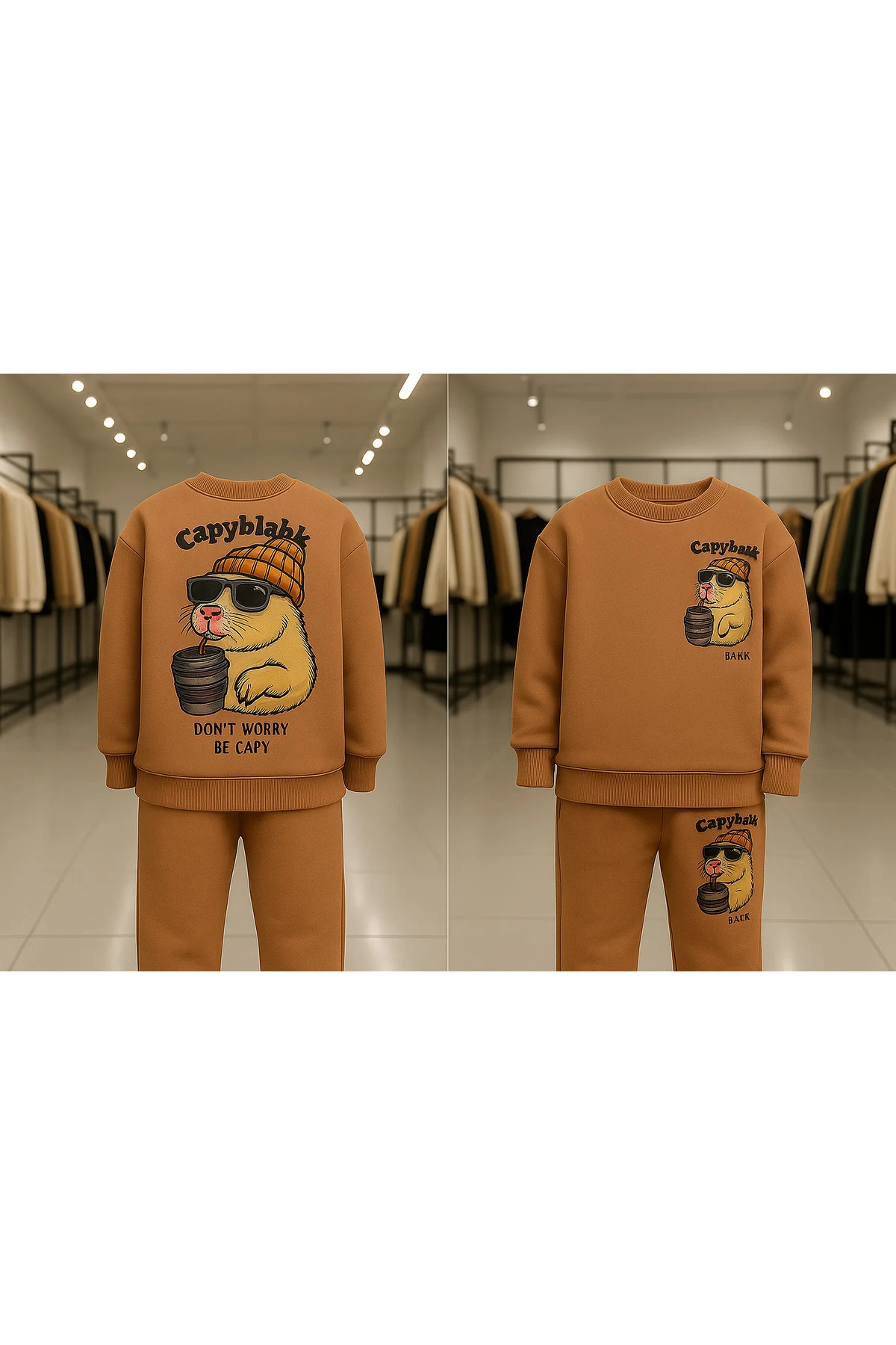 Erkek Çocuk CapyBara Baskılı Eşofman Takımı Alt Üst Takım