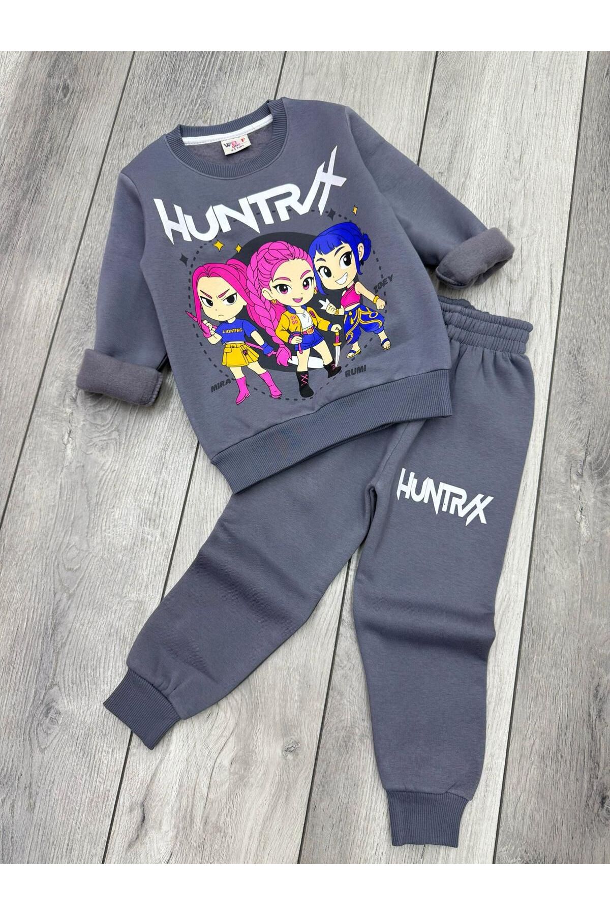 Çocuk K-Pop Demon Hunters Hunterix Zoey Rumi Mira Baskılı Kız Çocuk Eşofman Takımı