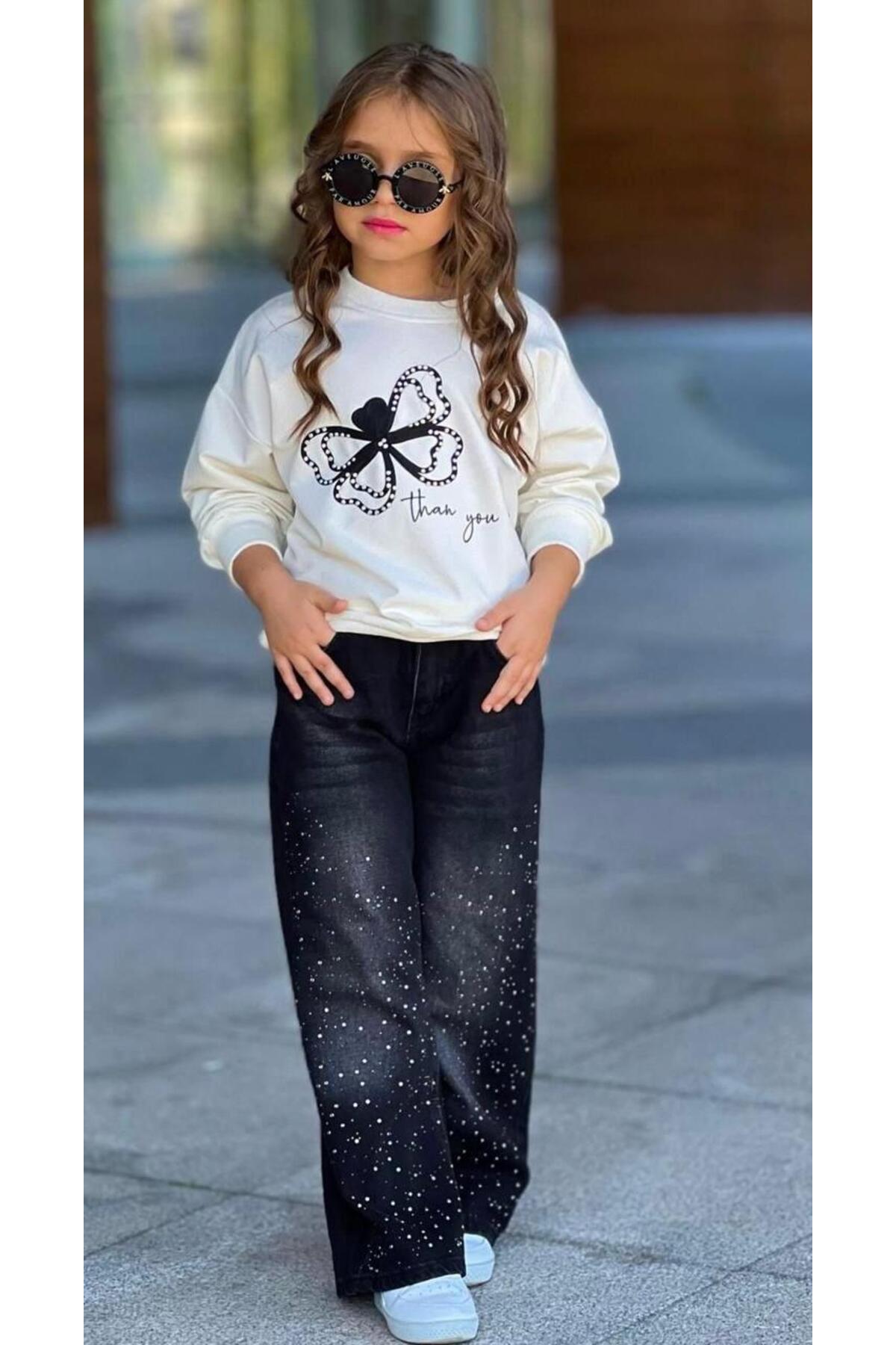 Kız Çocuk Kot Pantolonlu Takım Alt Üst Takım