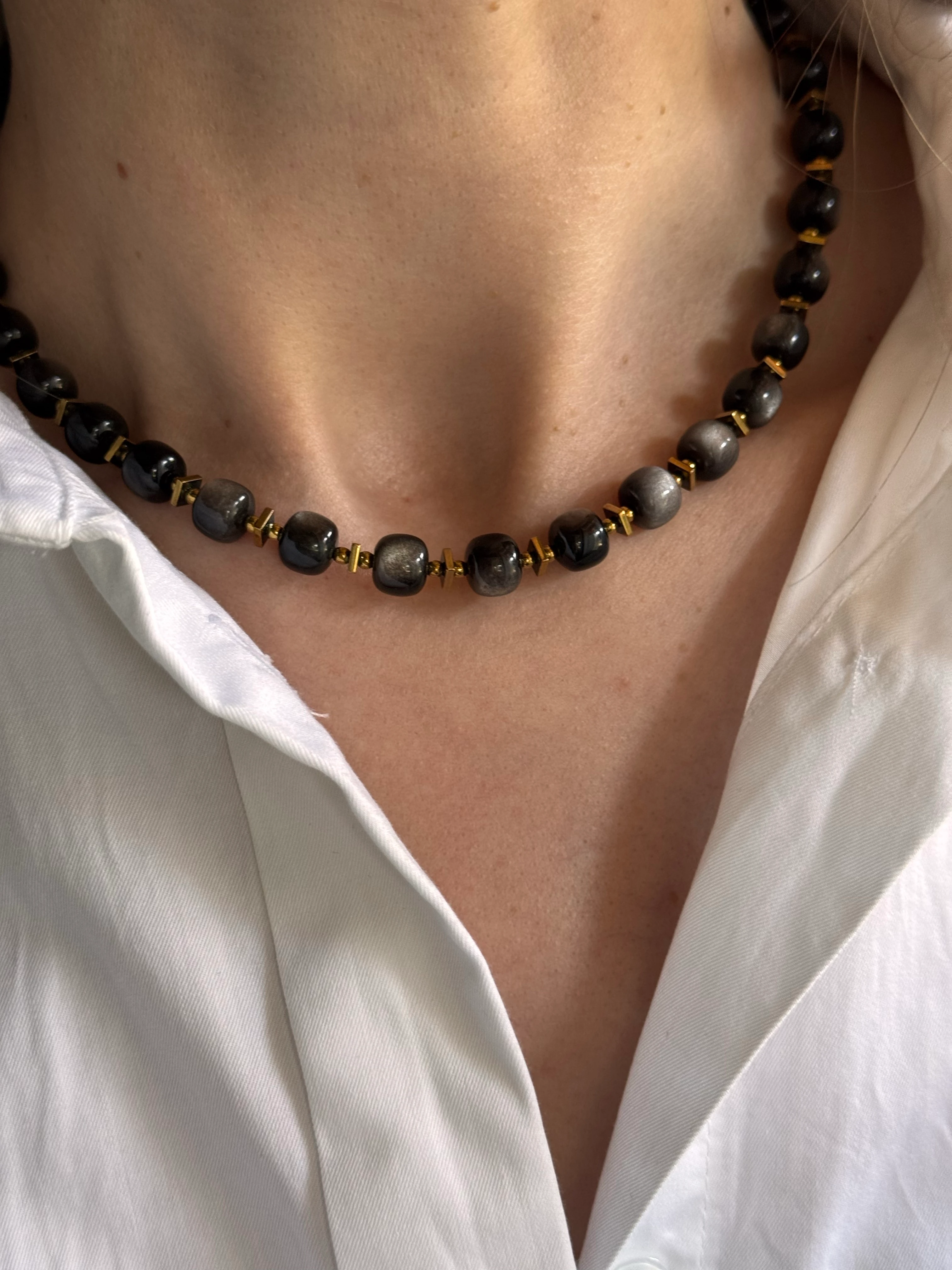 Obsidyen ( En güçlü ruhsal koruma taşı) Tasarım Kolye