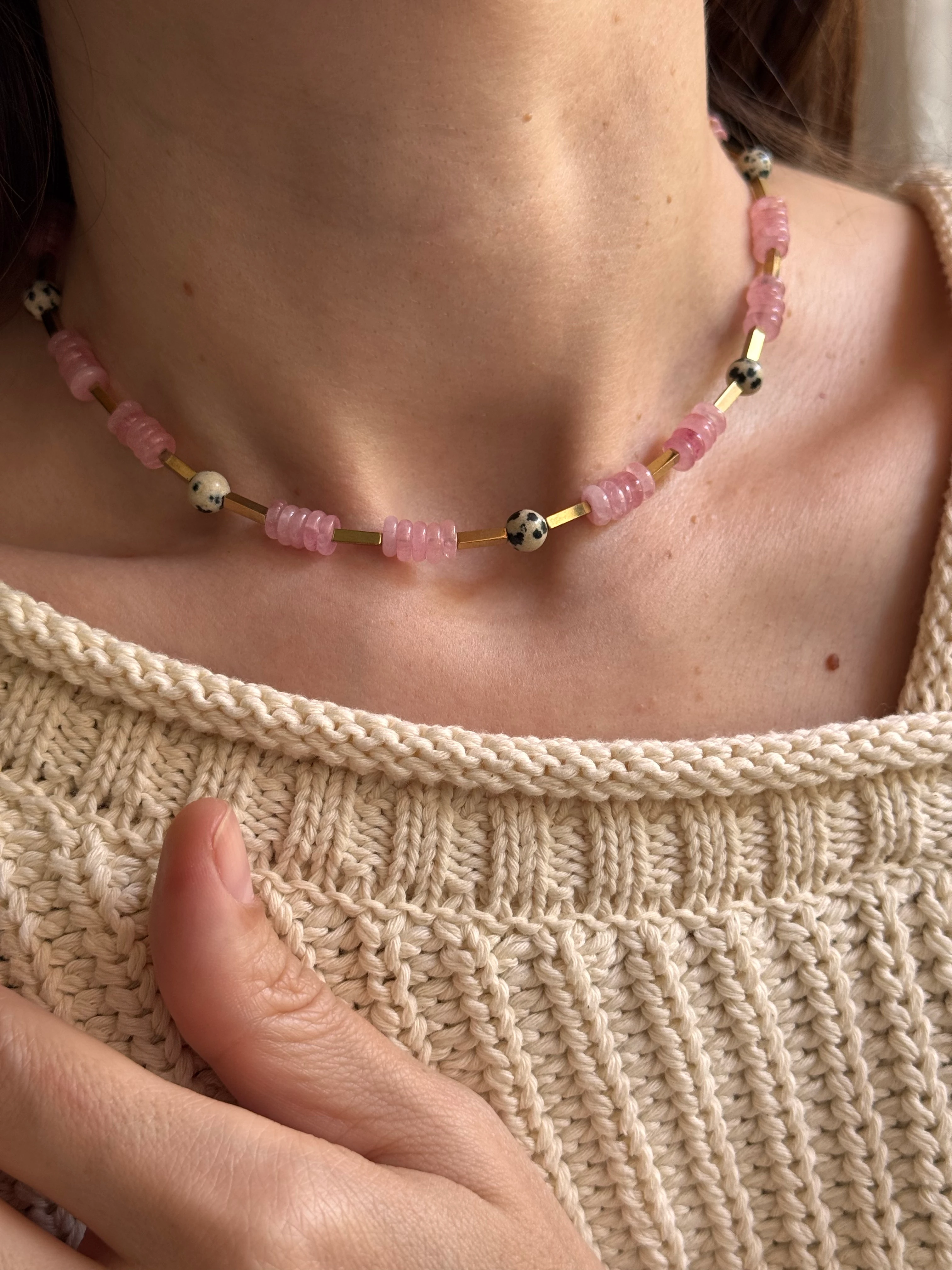 Pembe Kuvars(Duygusal İyileşme ) Tasarım Kolye