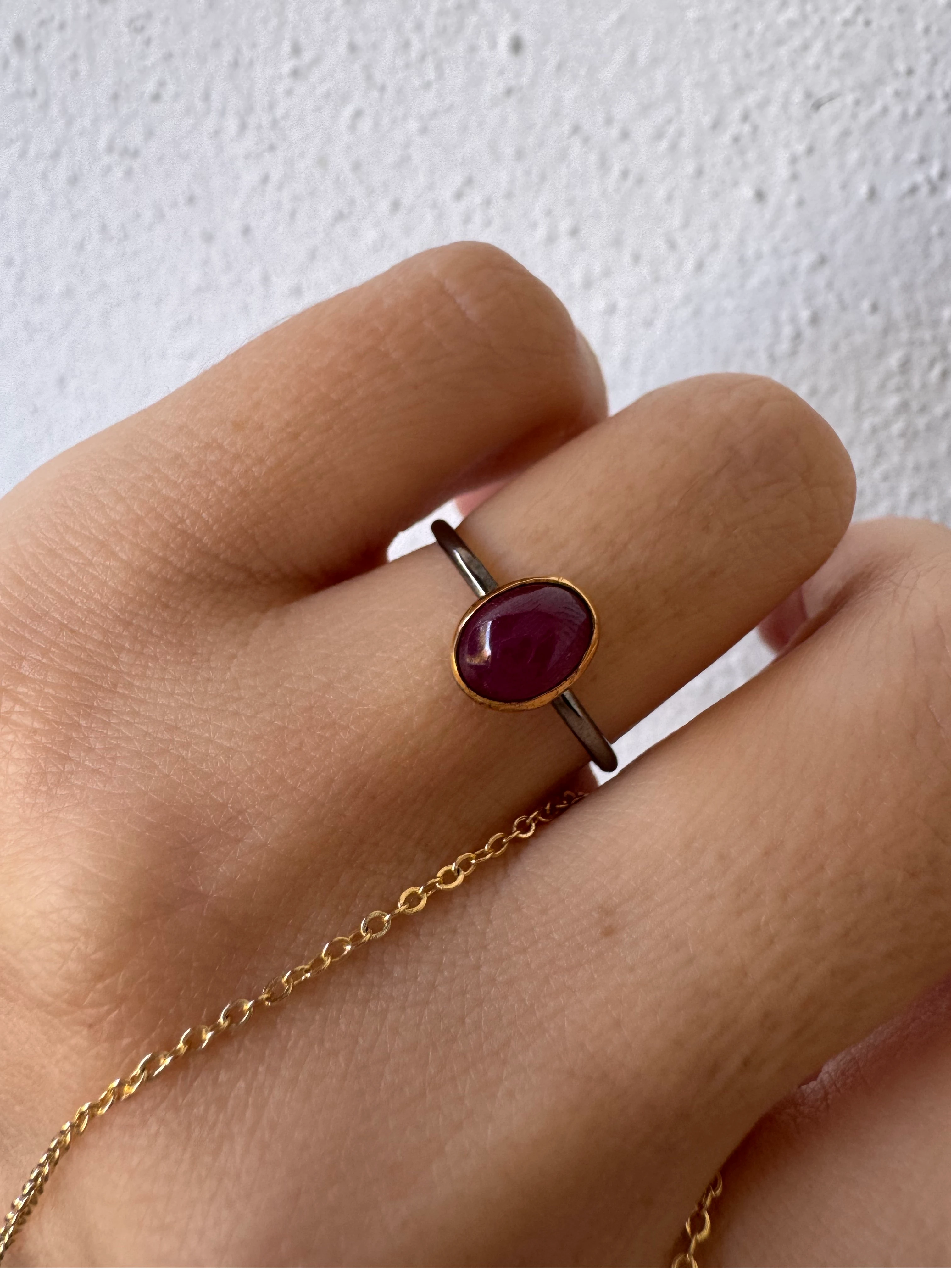 Yakut Taşlı Gümüş Yüzük