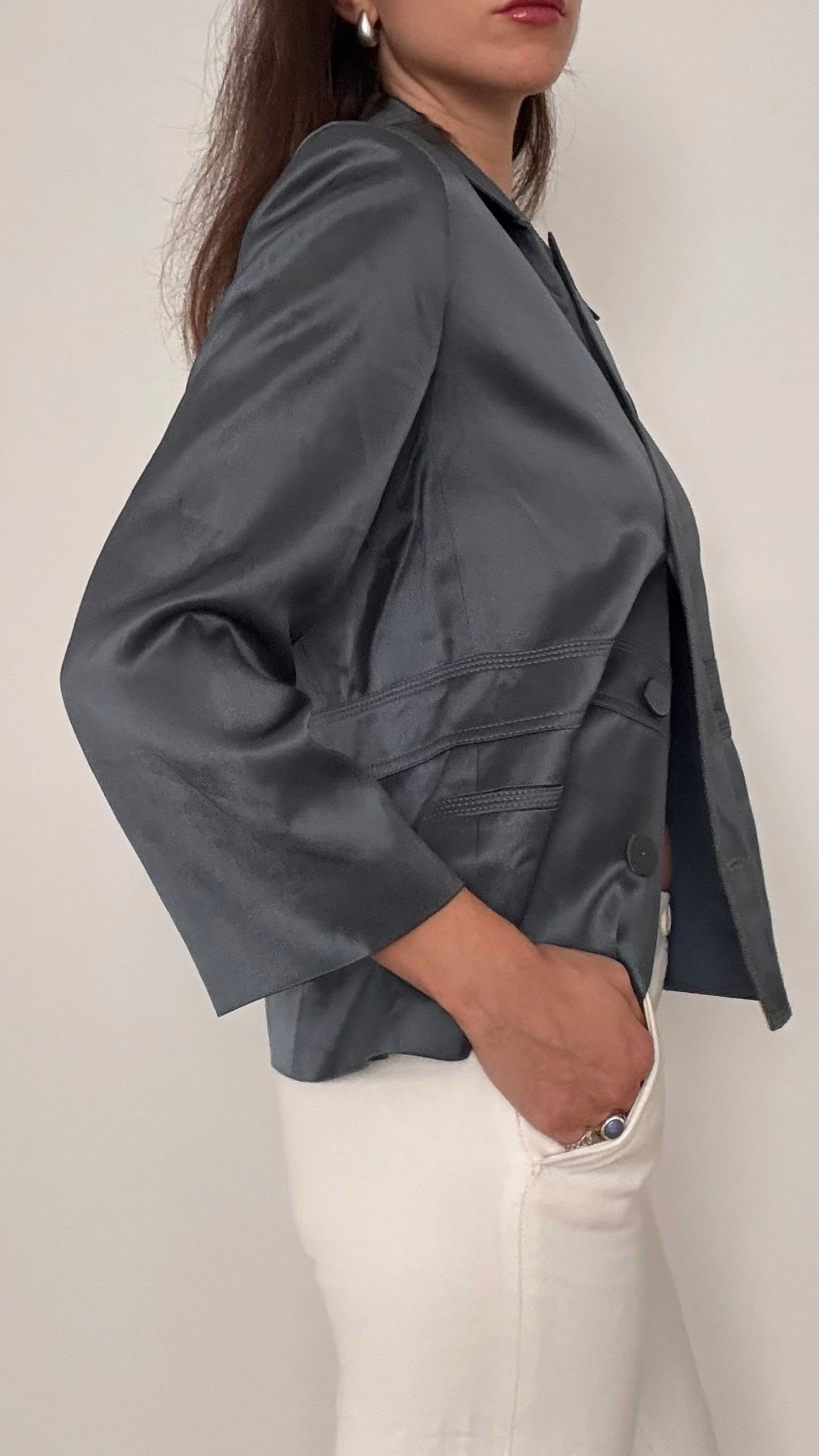 Saten Dokulu Parlak Ceket 