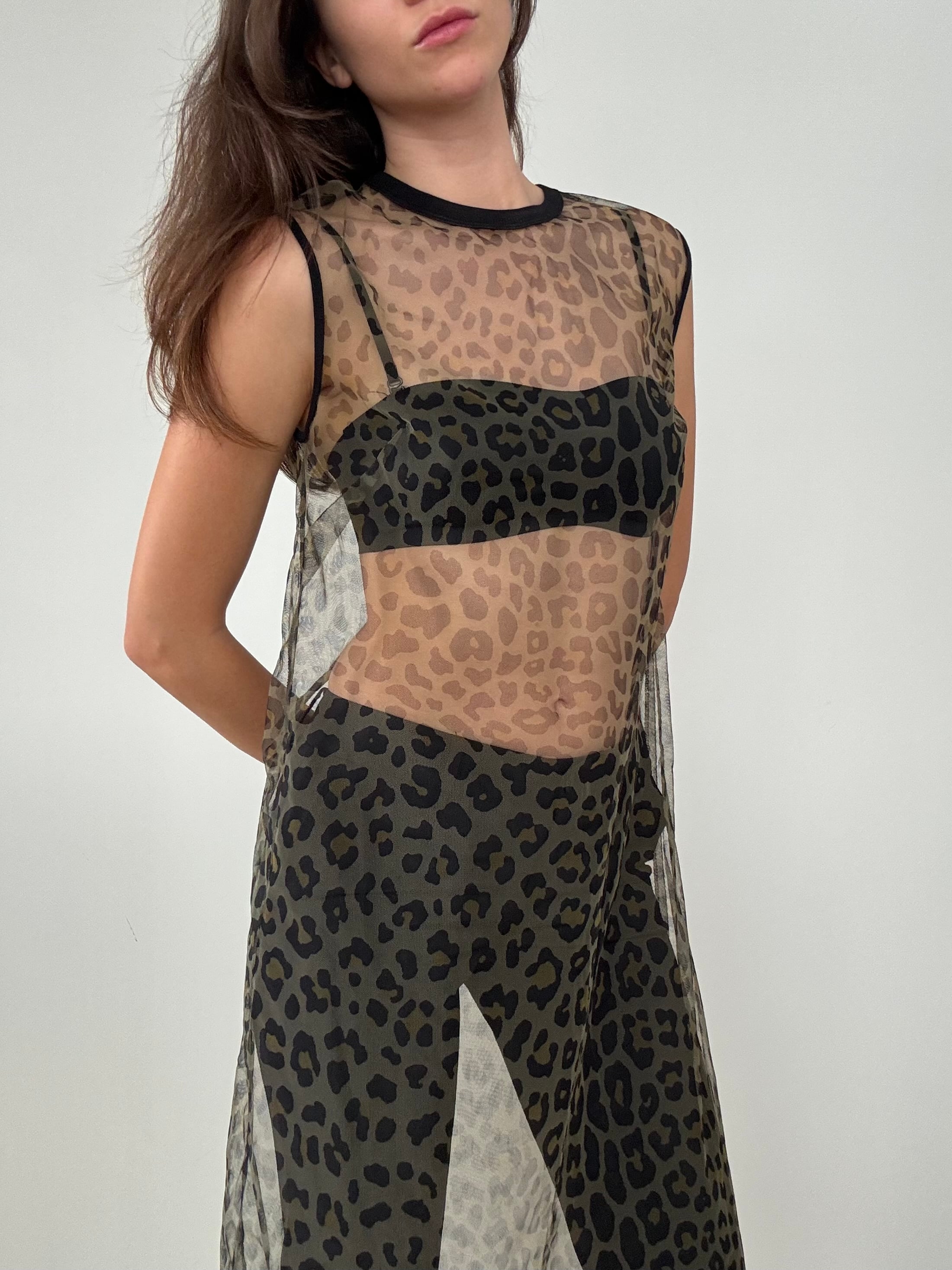 Leopar Desenli Tül Elbise 