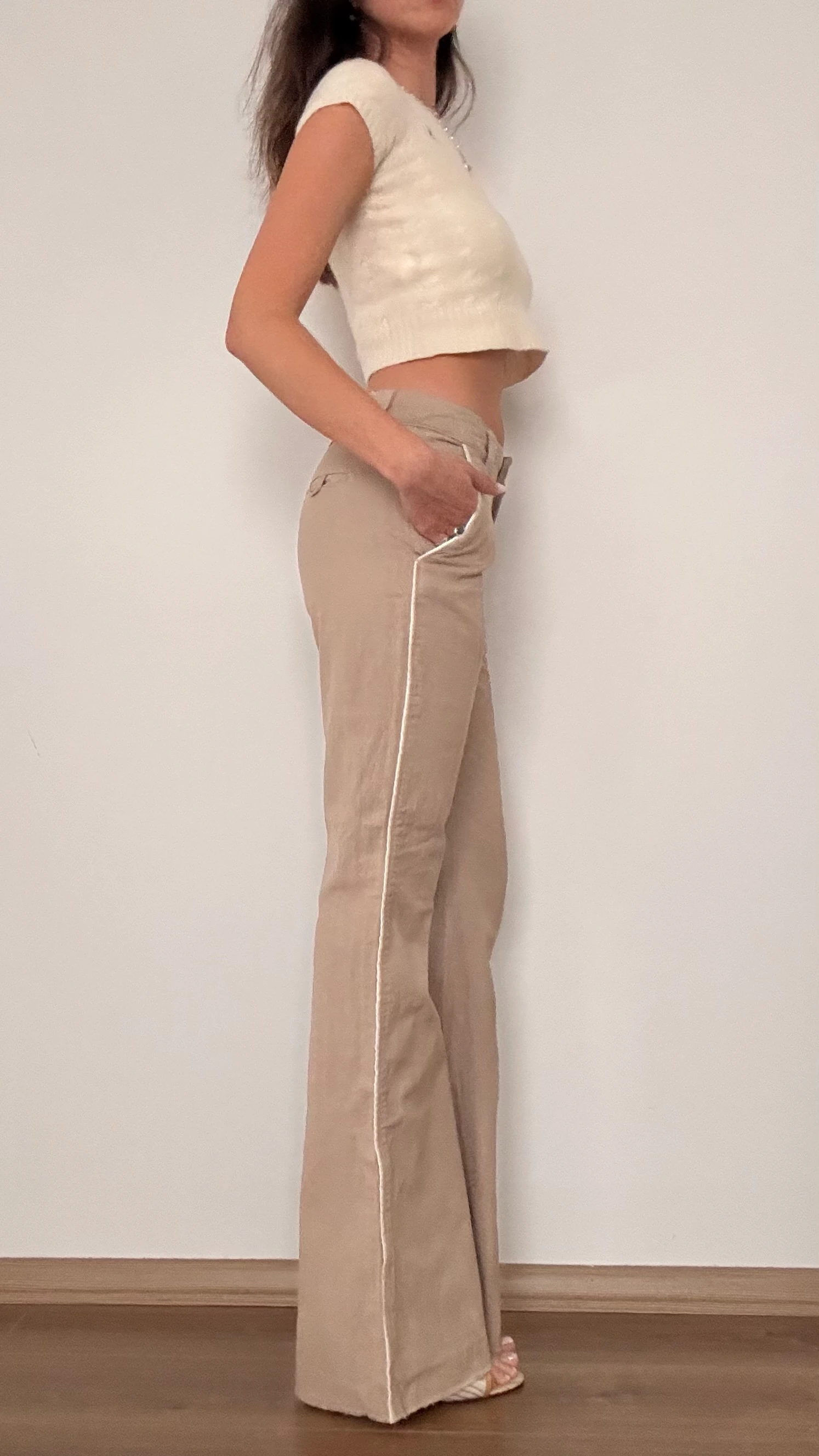 Bej Geniş Paça Pantolon 