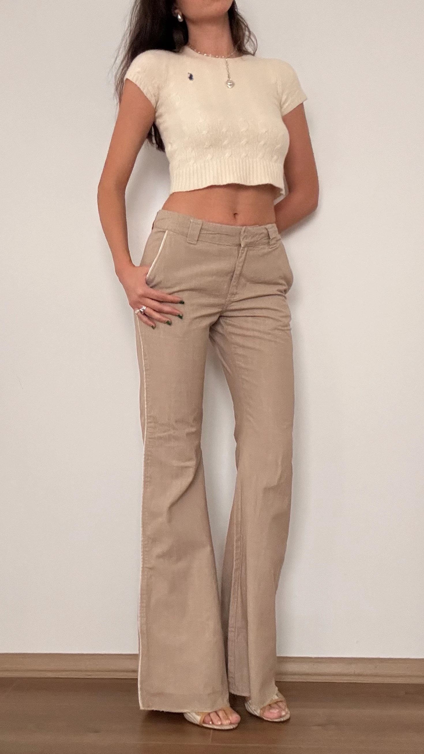 Bej Geniş Paça Pantolon 