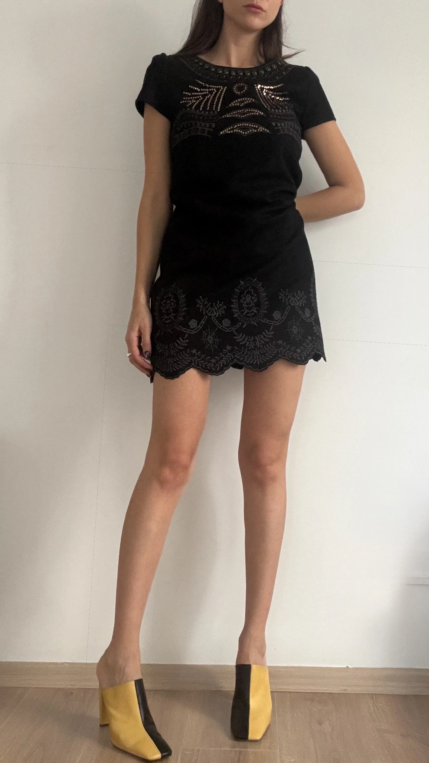 Jaune Rouge Yün Elbise 