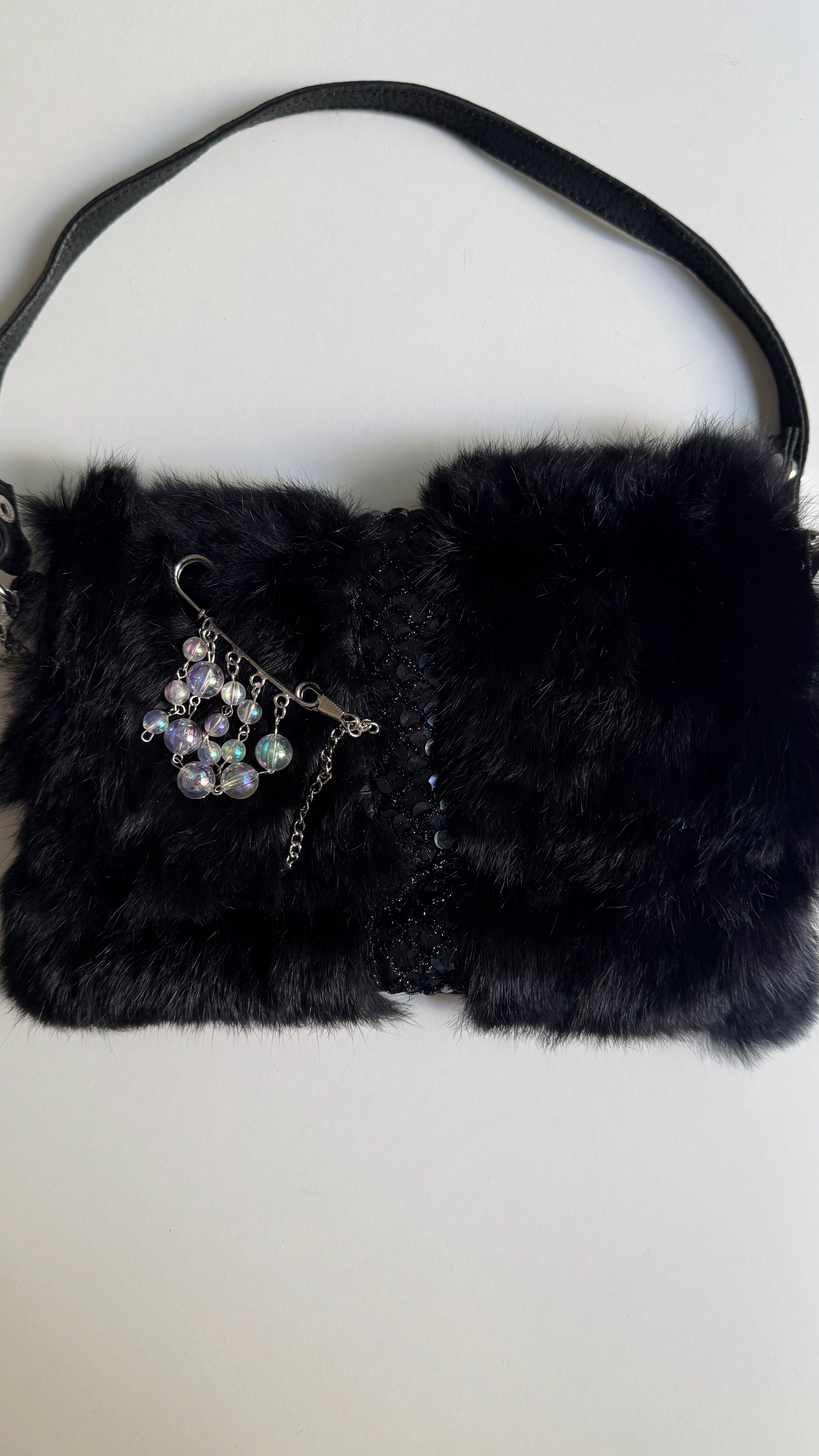 Siyah Kürklü Omuz Çantası 