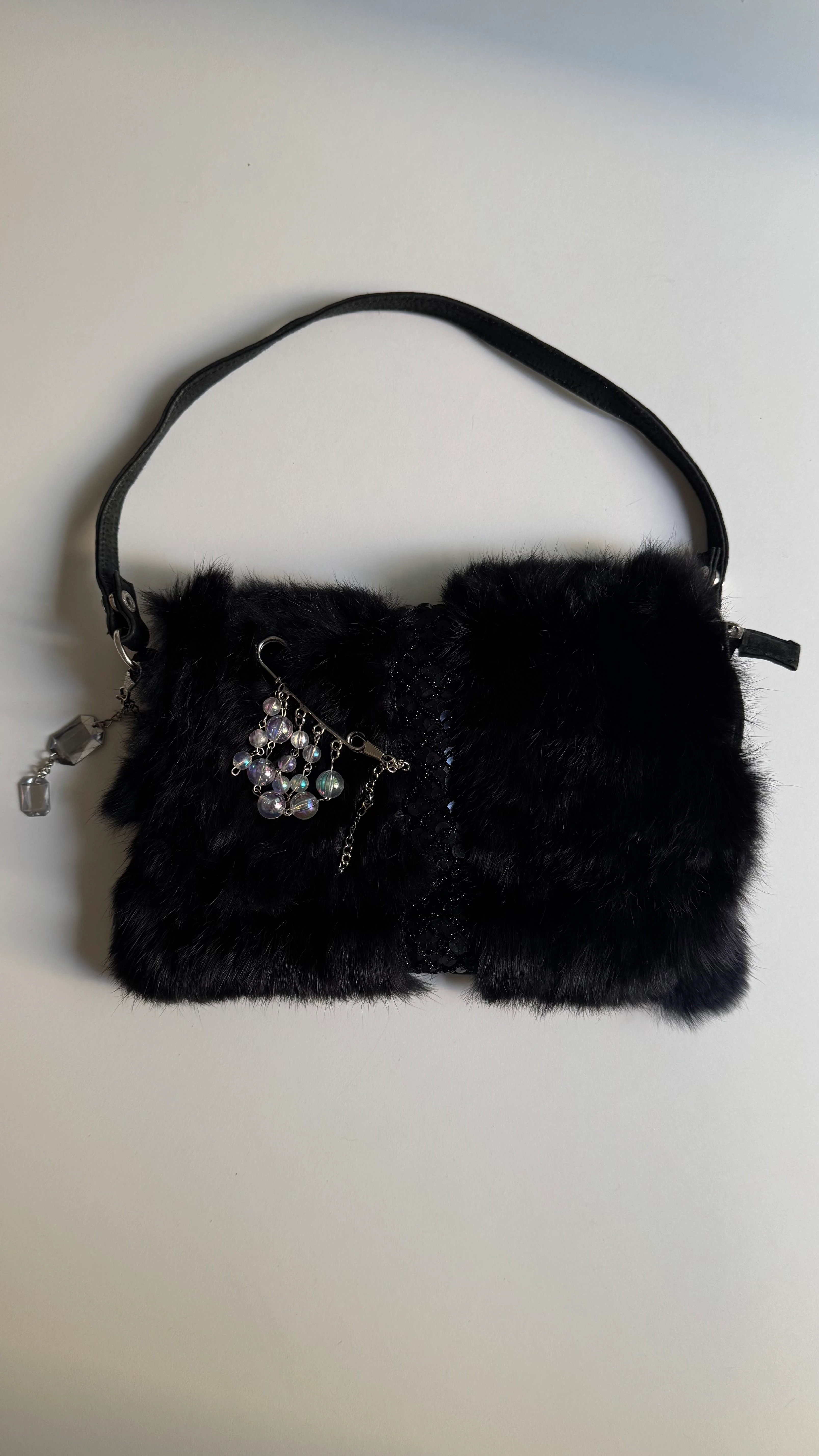 Siyah Kürklü Omuz Çantası 