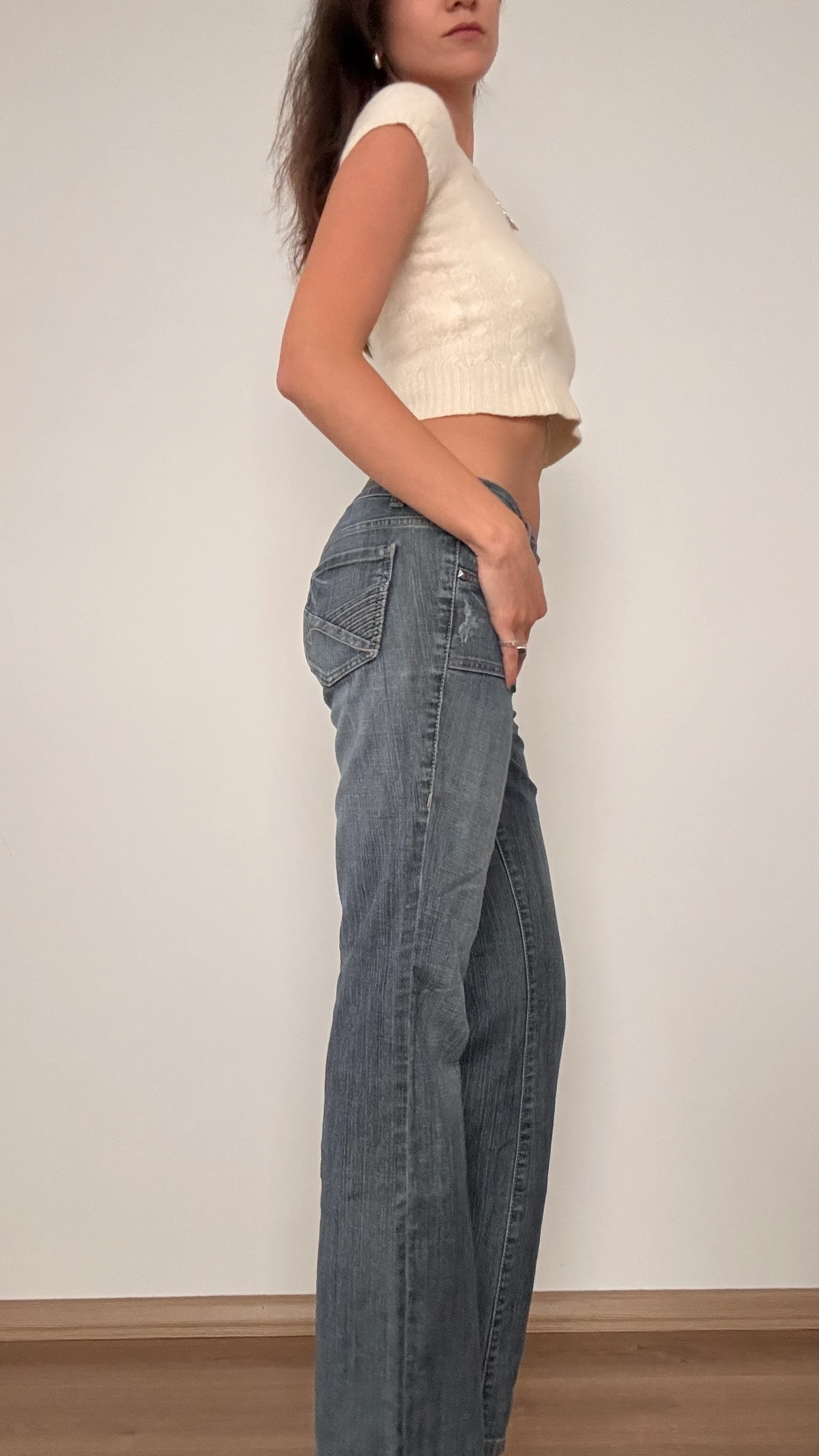 Cep Detaylı Düşük Bel jean 