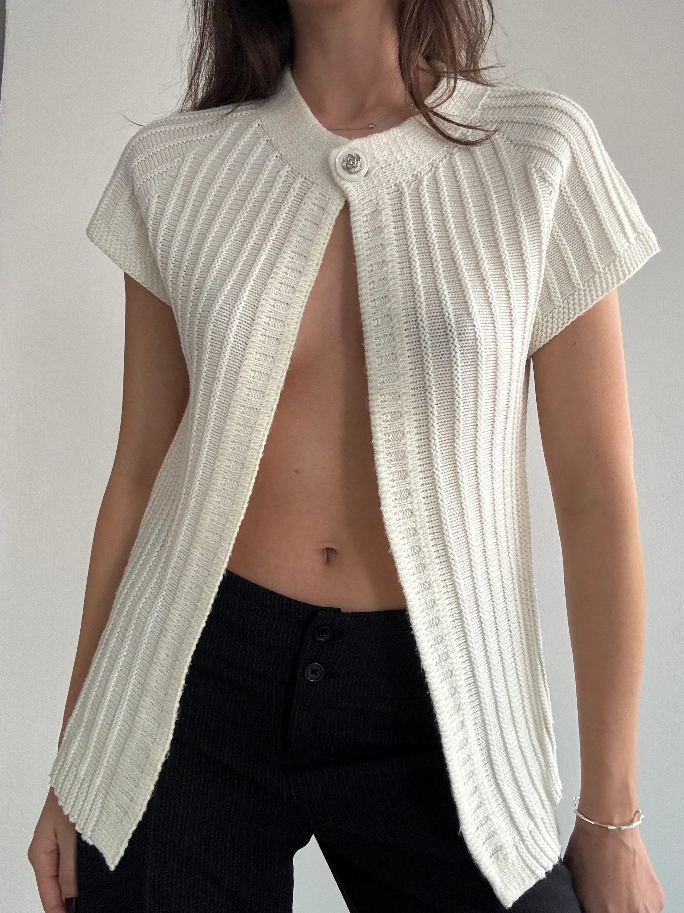 Tek Düğmeli Kısa Kollu Hırka 