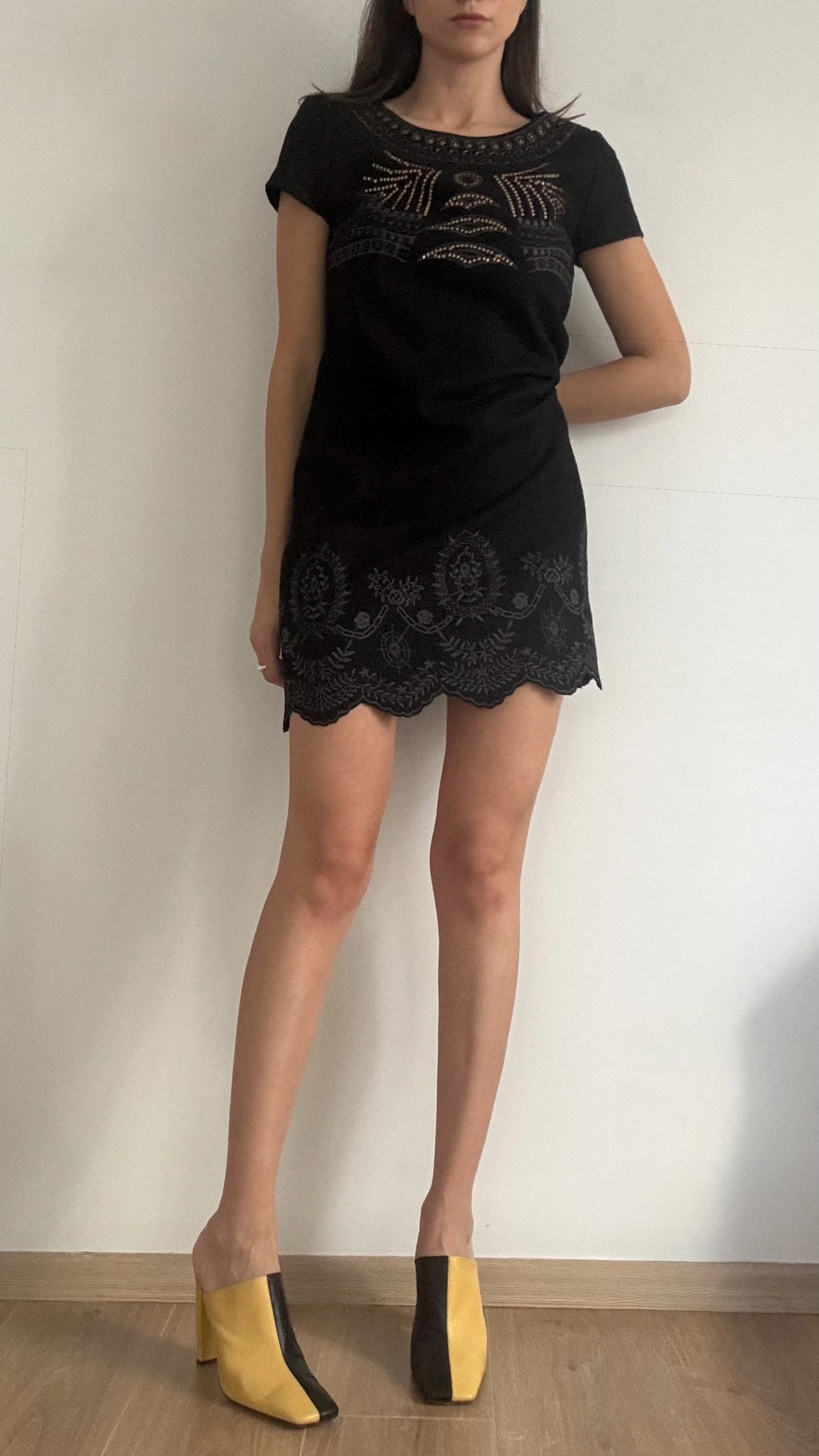 Jaune Rouge Yün Elbise 