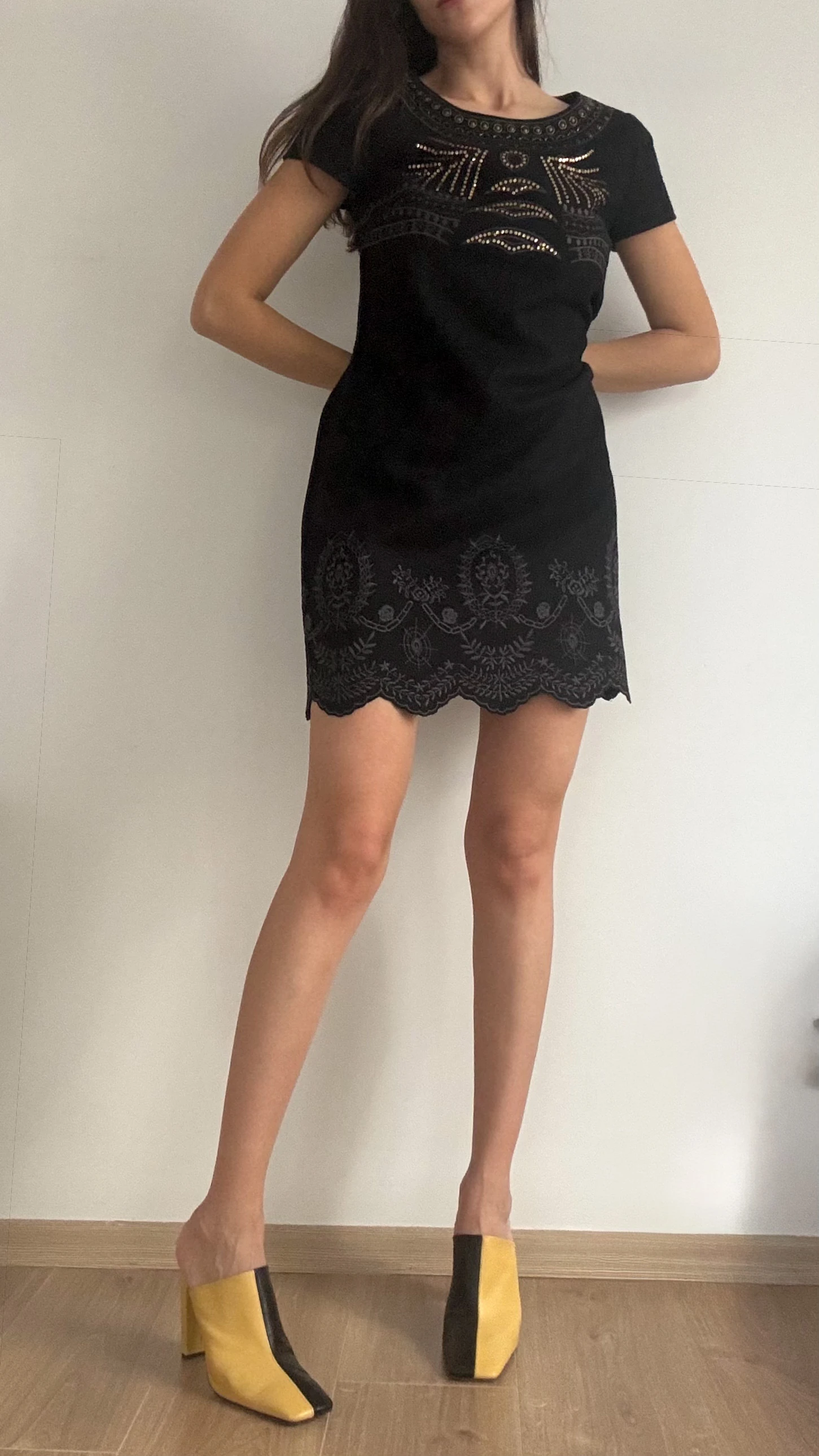 Jaune Rouge Yün Elbise 