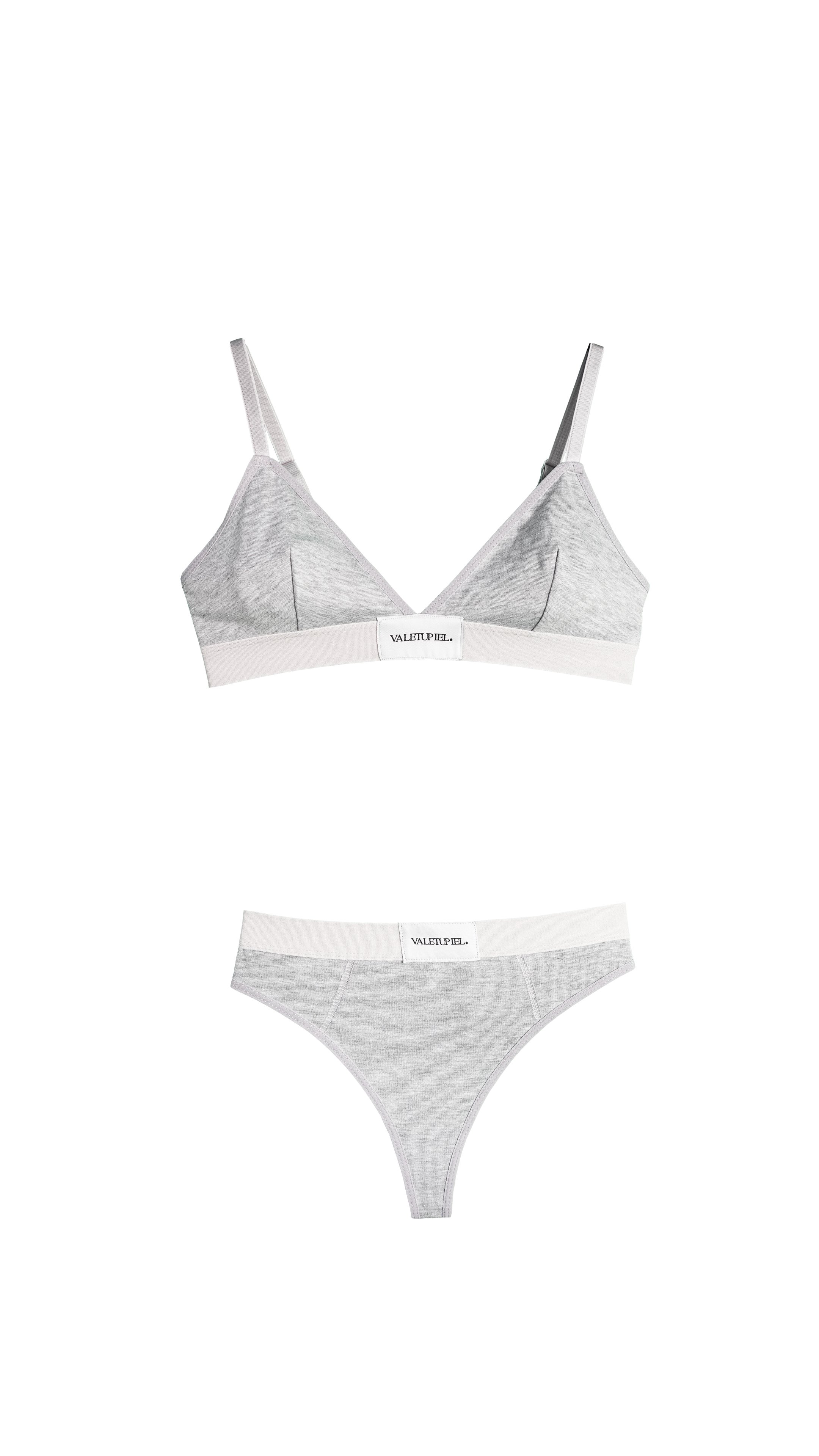 Üçgen Bralet String Tanga Takım - Gri