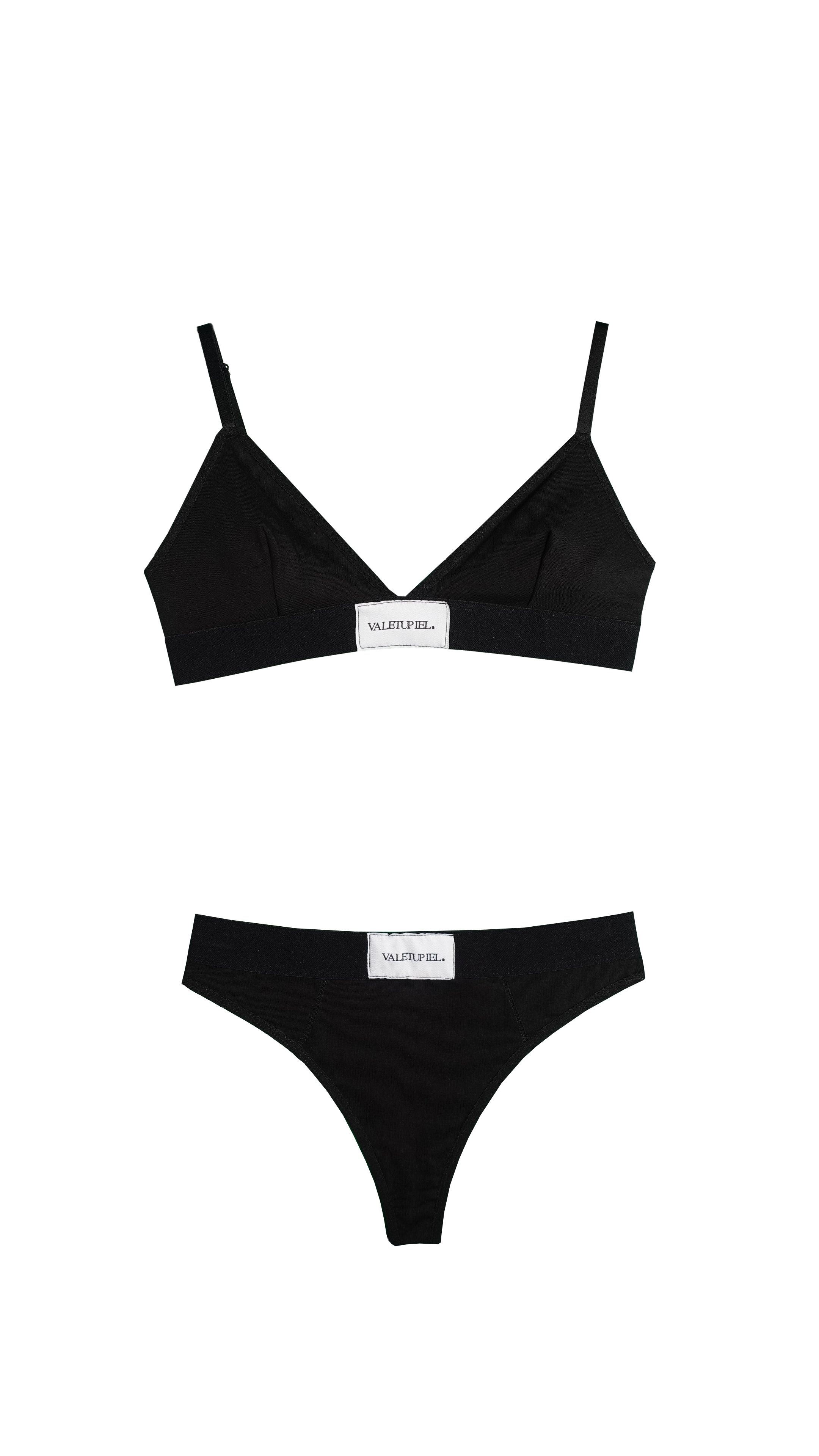 Üçgen Bralet String Tanga Takım - Siyah