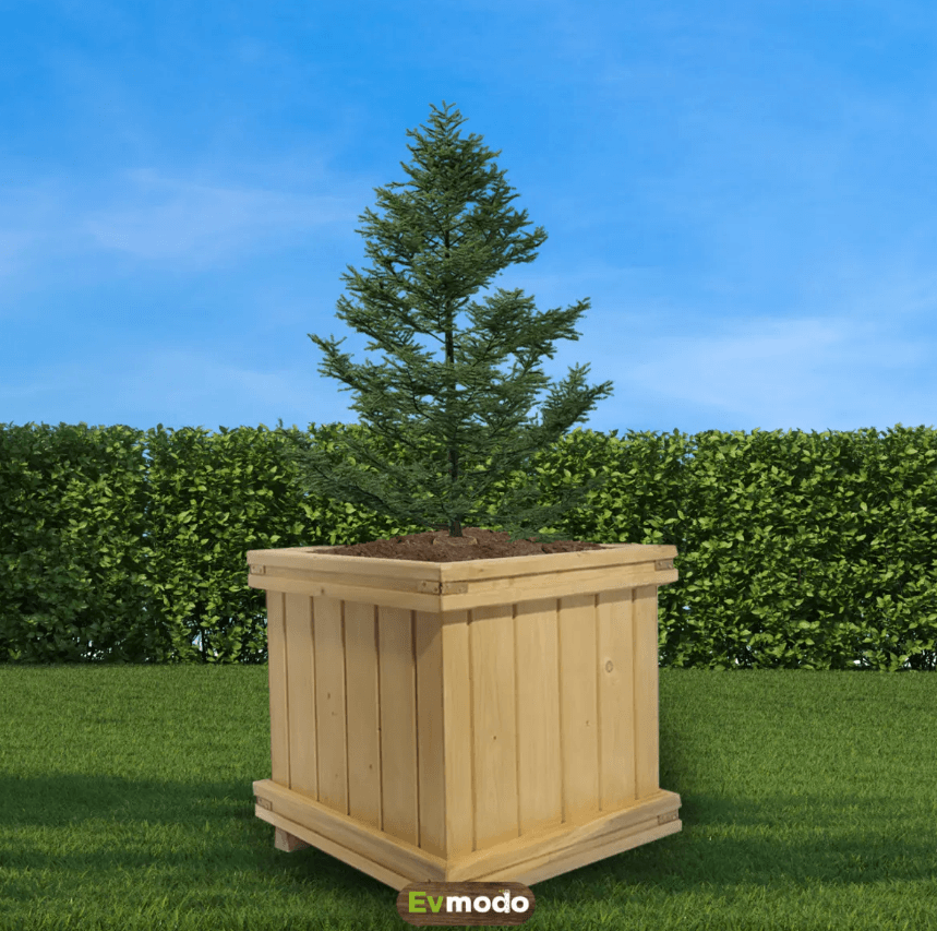 Ahşap Saksı 48x48x50 | Dış Mekan Dekoratif Ağaç Saksısı - Ahşap