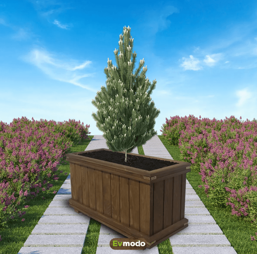 Ahşap Saksı 87x37x47 | Dış Mekan Dekoratif Ağaç Saksısı - Ceviz