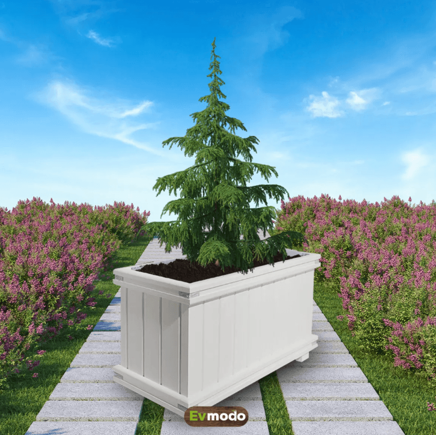 Ahşap Saksı 87x37x47 | Dış Mekan Dekoratif Ağaç Saksısı - Beyaz