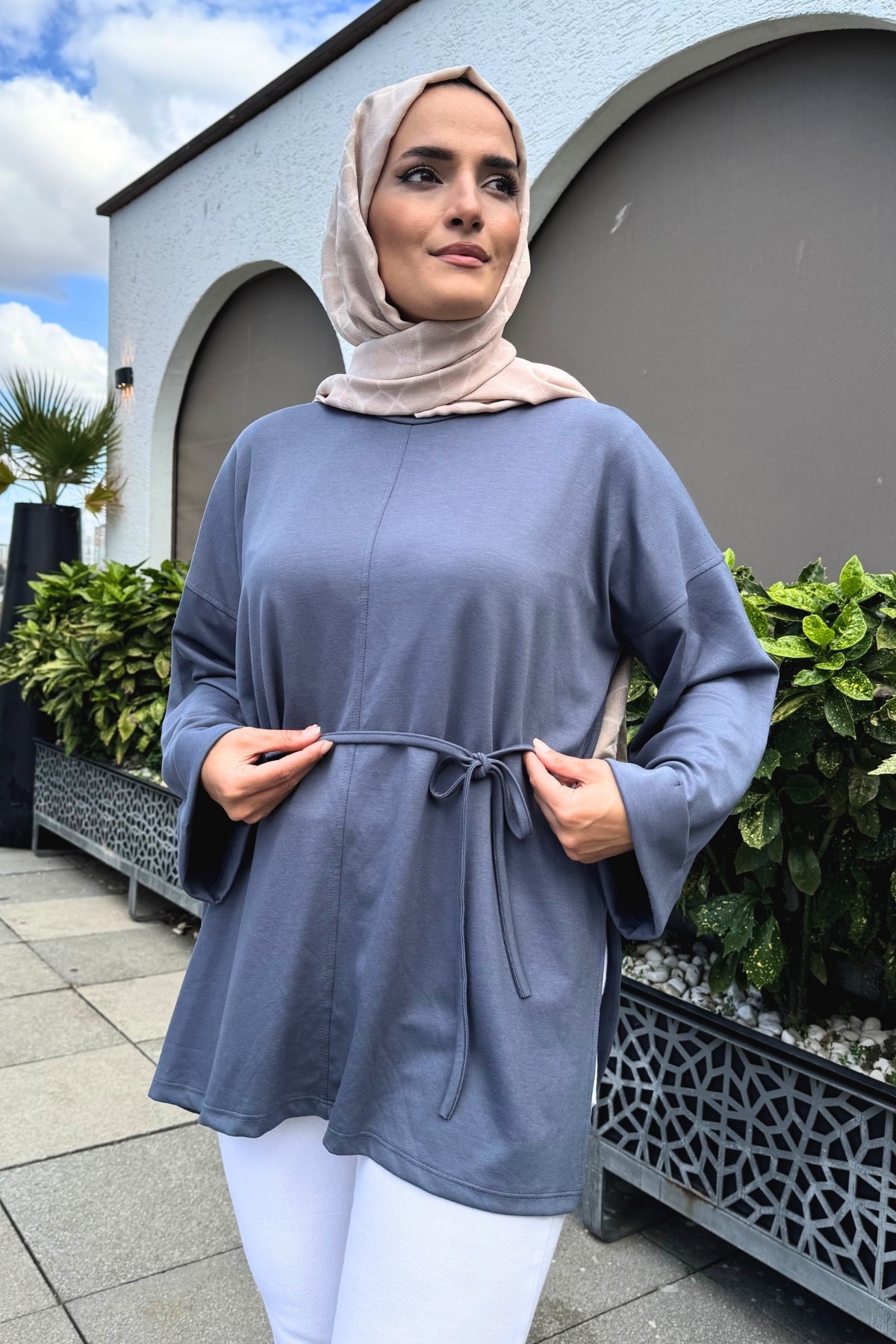 Premium Trend Kumaş Tunik - Füme